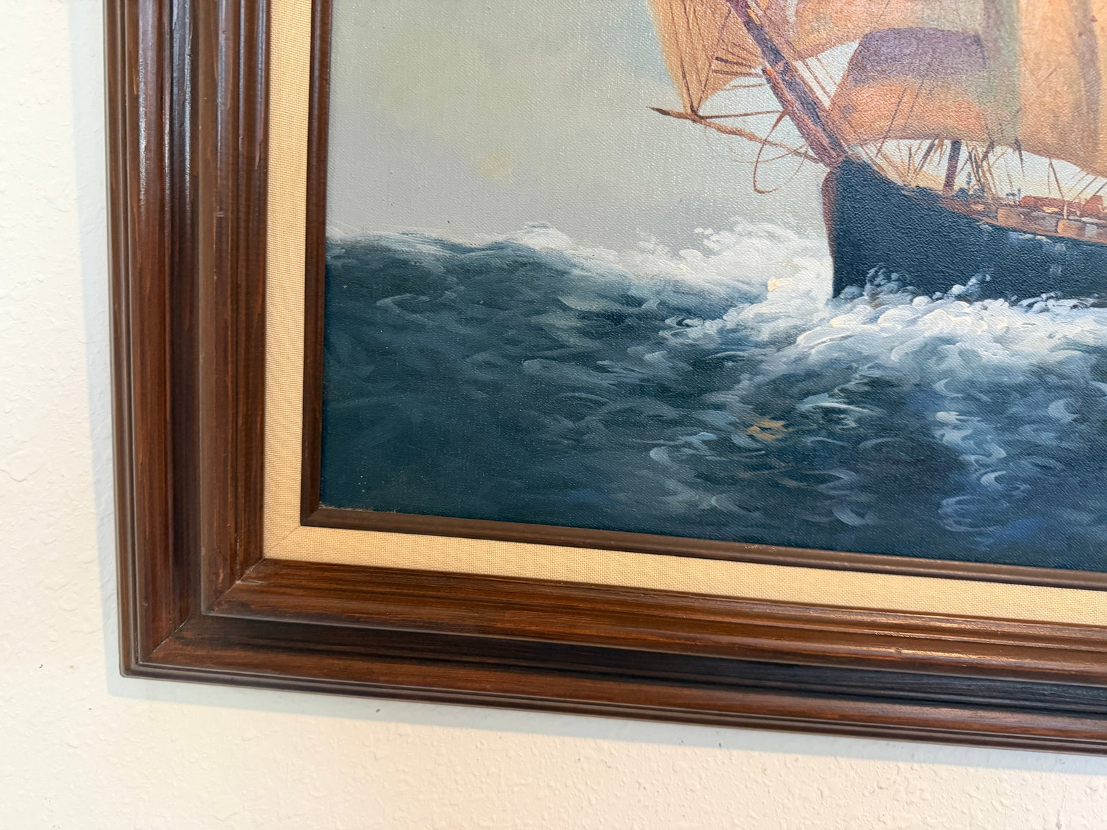Late 20th Century Surreal Maritime Oil Painting Tall Ship & Sea Captain Portrait Signed B. Wilder - 6