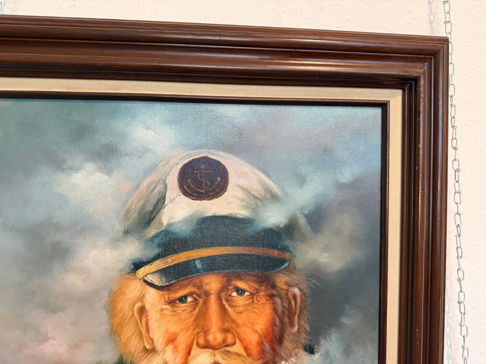 Late 20th Century Surreal Maritime Oil Painting Tall Ship & Sea Captain Portrait Signed B. Wilder - 7
