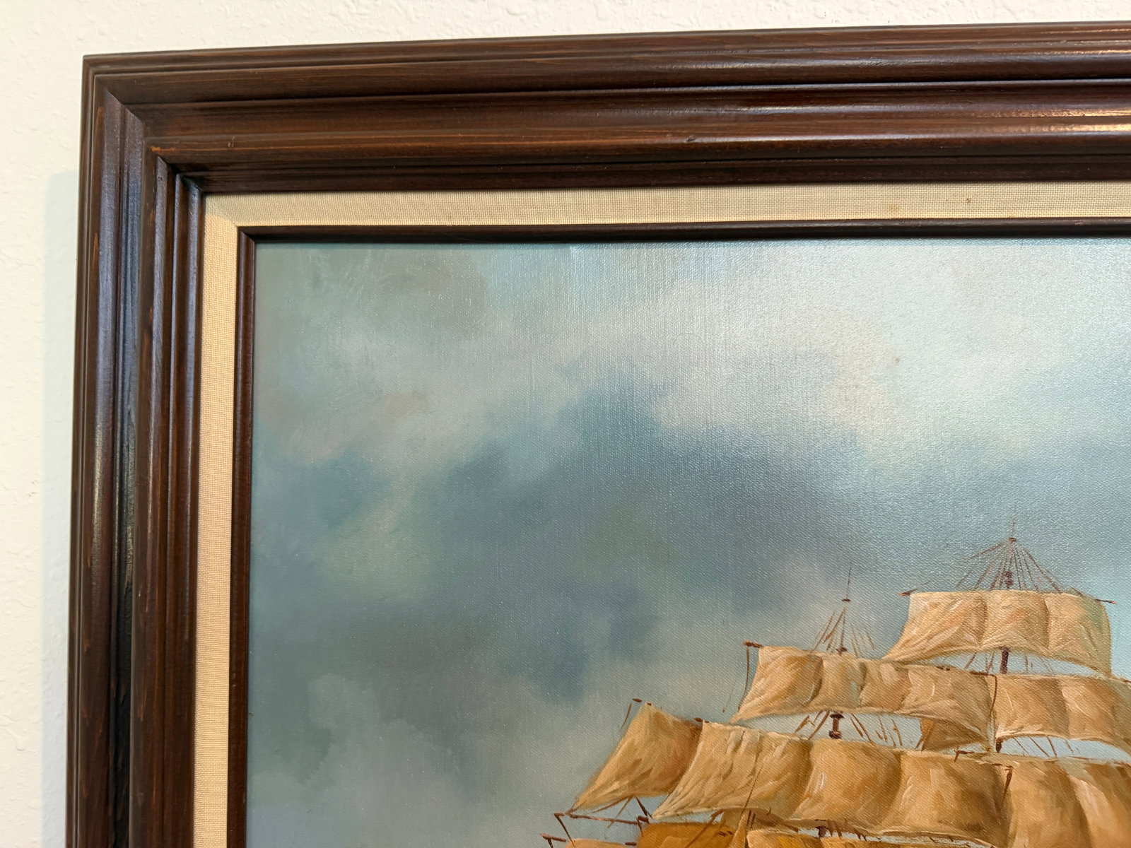 Late 20th Century Surreal Maritime Oil Painting Tall Ship & Sea Captain Portrait Signed B. Wilder - 8
