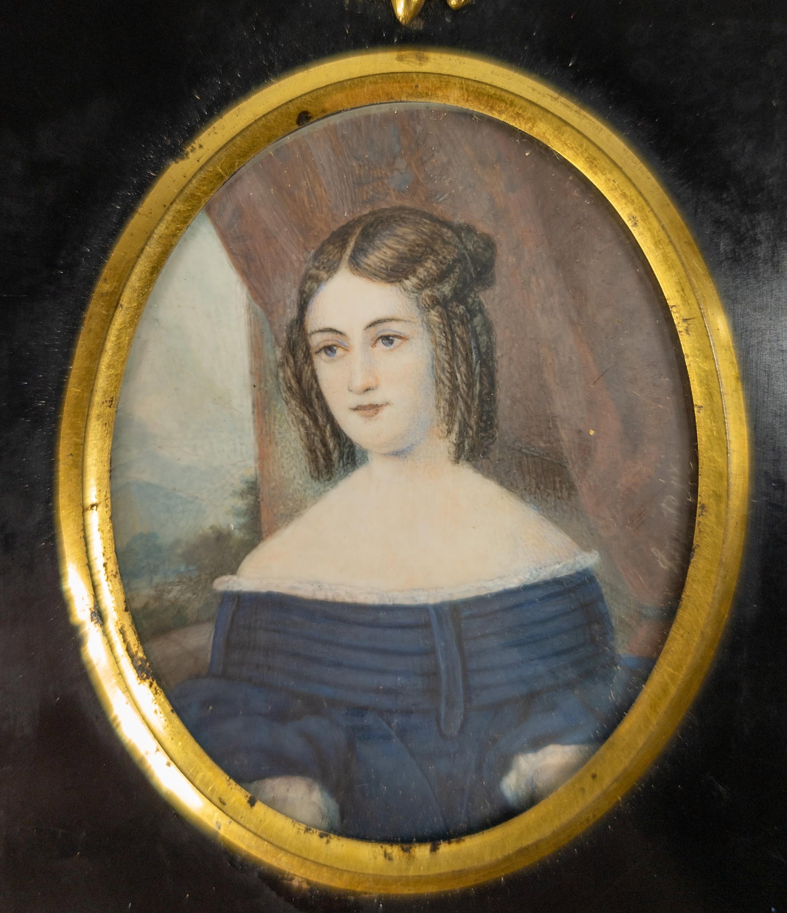 19th Century Miniature Portrait Painting of a Young Lady, Signed Lippoto - 2