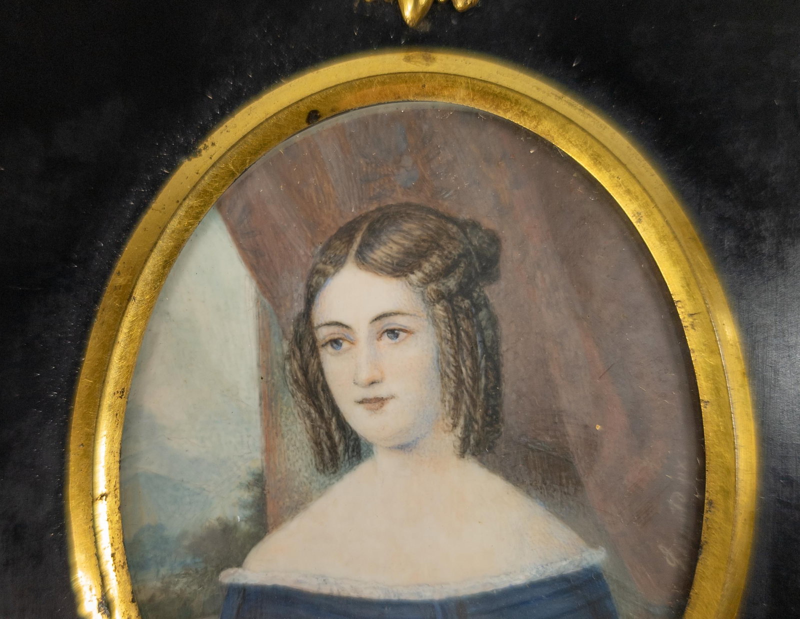 19th Century Miniature Portrait Painting of a Young Lady, Signed Lippoto - 3