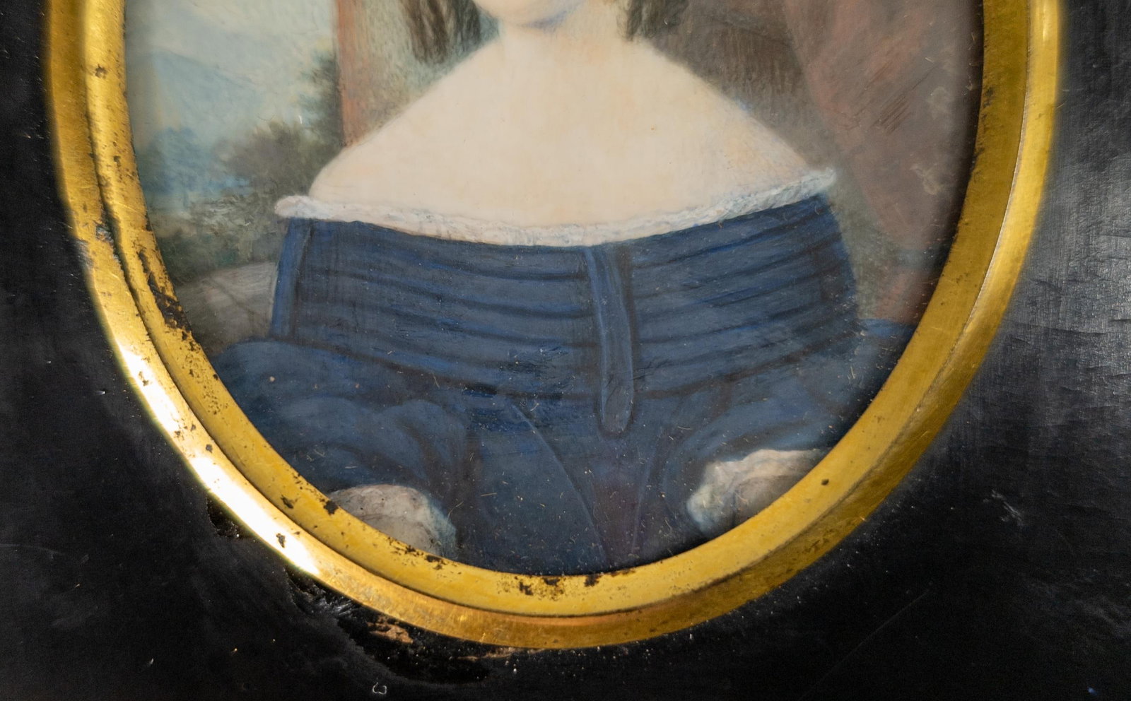 19th Century Miniature Portrait Painting of a Young Lady, Signed Lippoto - 4