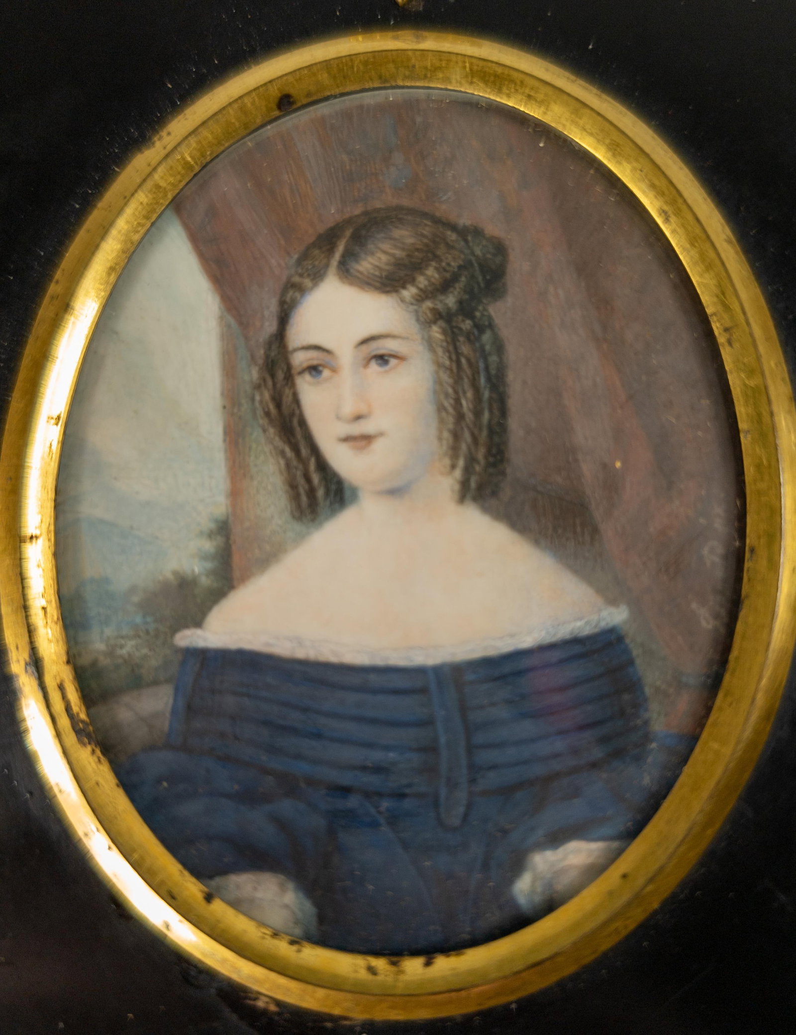 19th Century Miniature Portrait Painting of a Young Lady, Signed Lippoto - 5