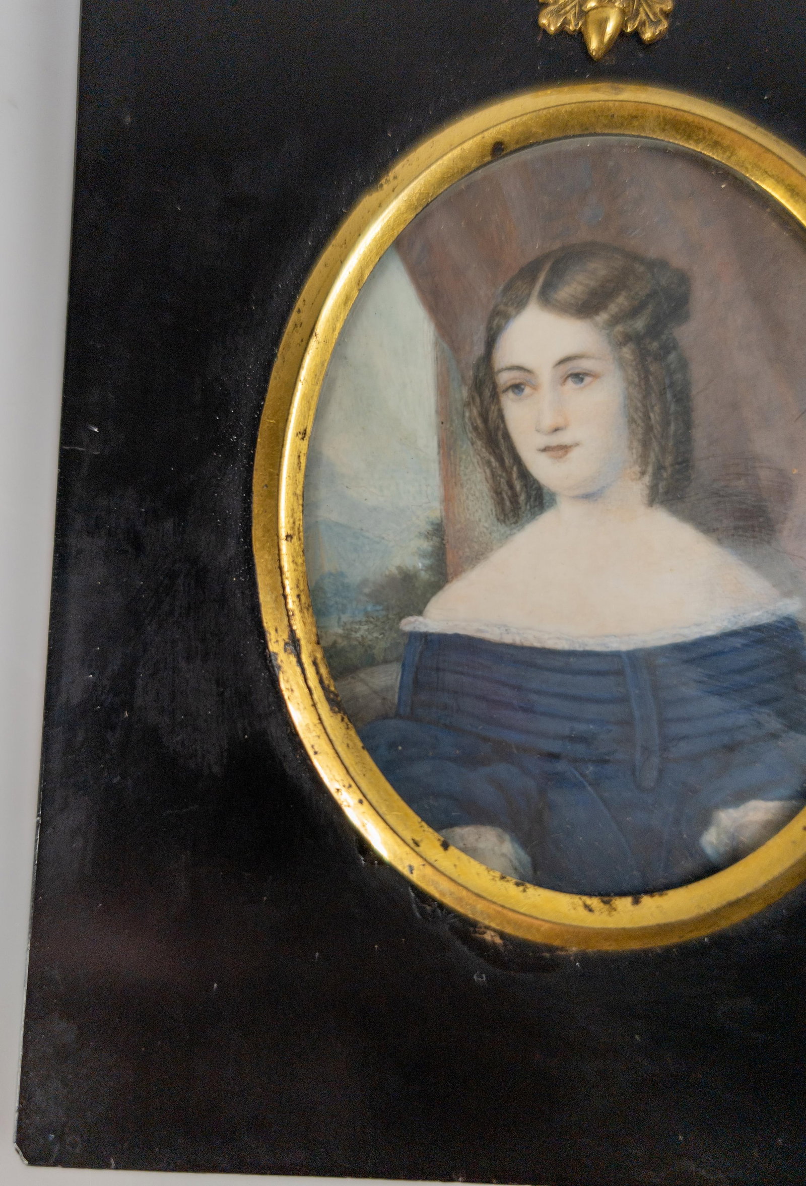 19th Century Miniature Portrait Painting of a Young Lady, Signed Lippoto - 6