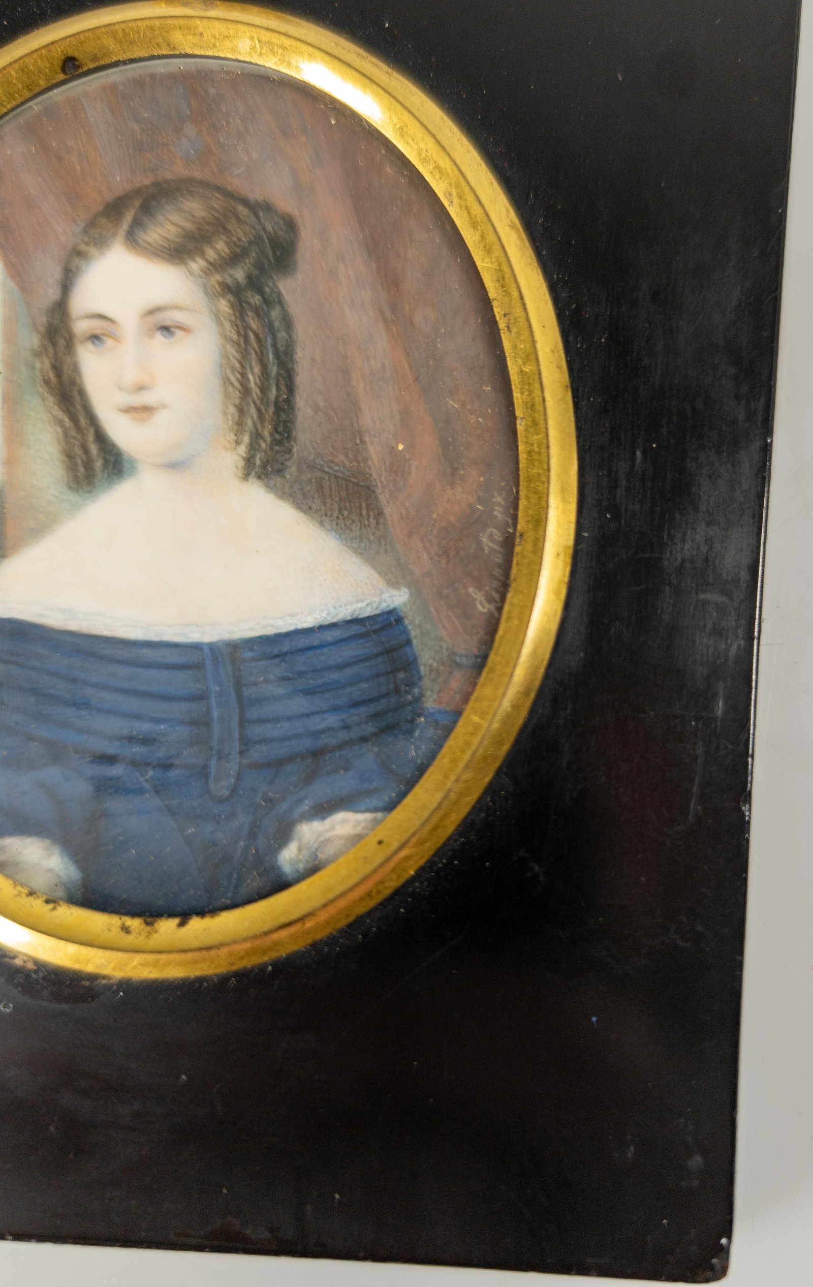19th Century Miniature Portrait Painting of a Young Lady, Signed Lippoto - 7