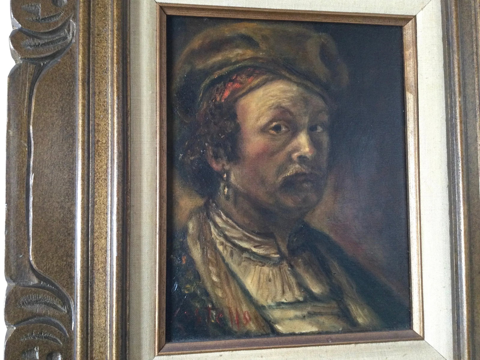 Mid 20th Century Portrait of a Medieval Man Oil Painting Signed Costello, Framed - 5