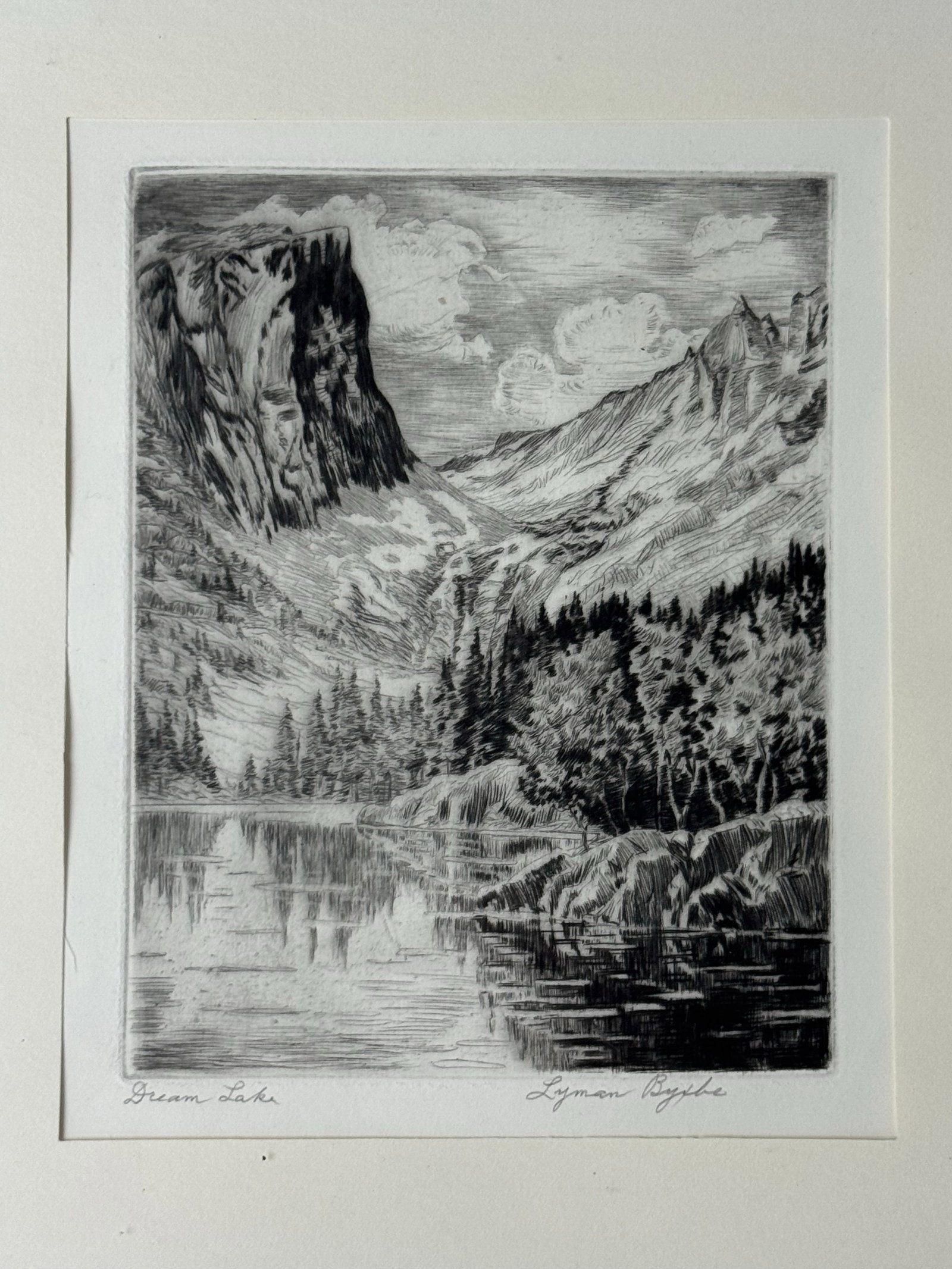 1920s Lyman Byxbe "Dream Lake" Original Etching, Rocky Mountain Landscape - 2