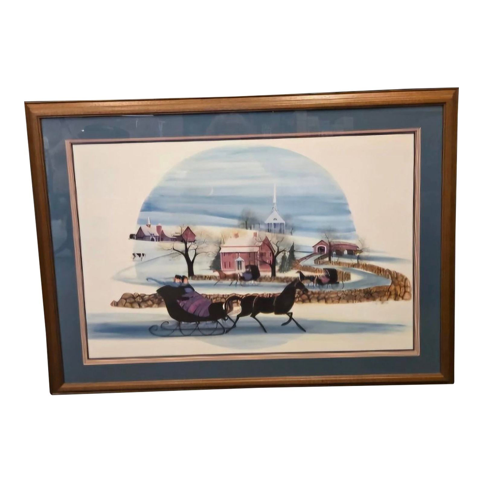 P Buckley Moss 1986 "Moonlight Ride" Framed Print Signed Numbered 137/1000 44" (1 of 6)