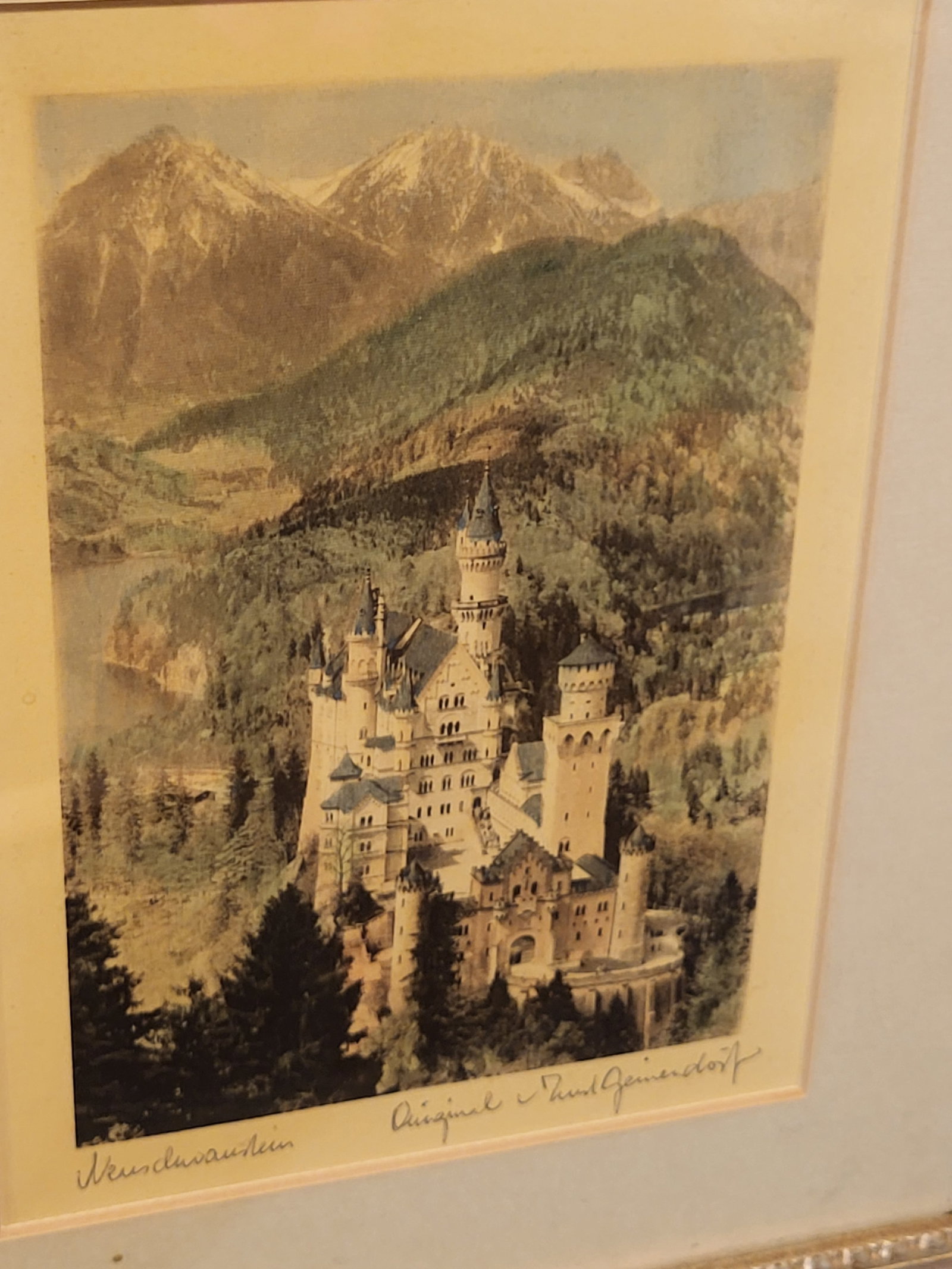 Late 19th Century Ernst Geissendorfer Neuschwanstein Castle Frame Original Signed Framed - 4