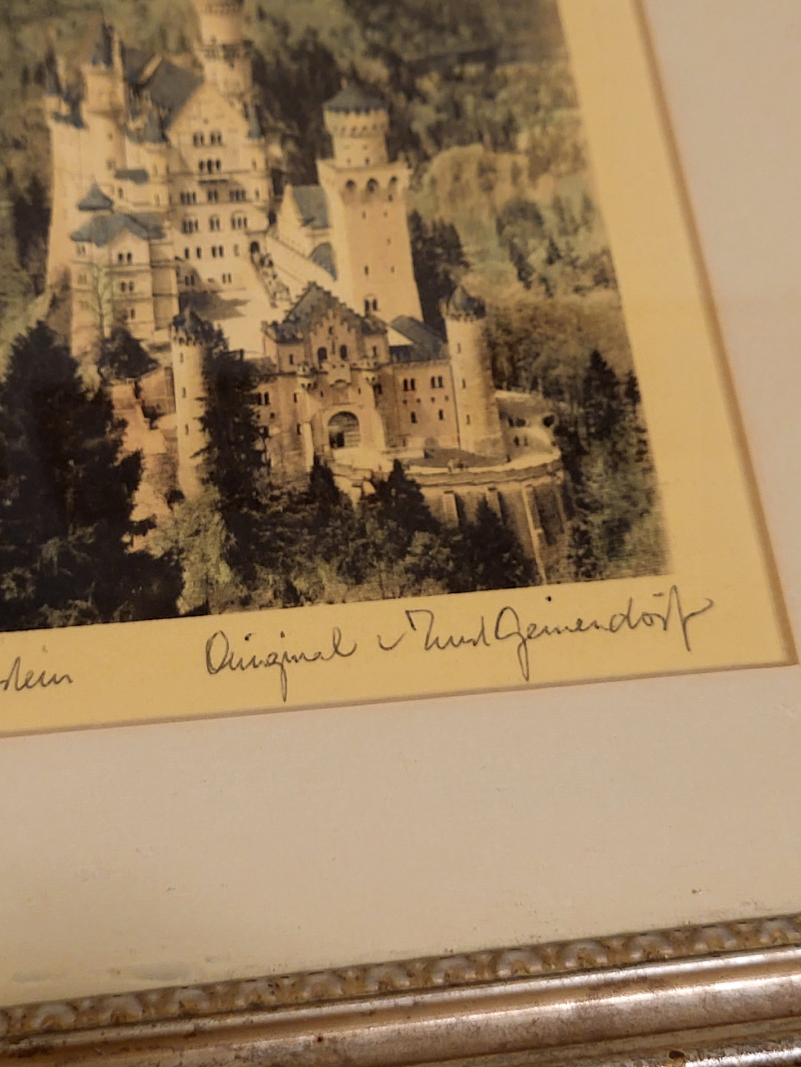 Late 19th Century Ernst Geissendorfer Neuschwanstein Castle Frame Original Signed Framed - 5