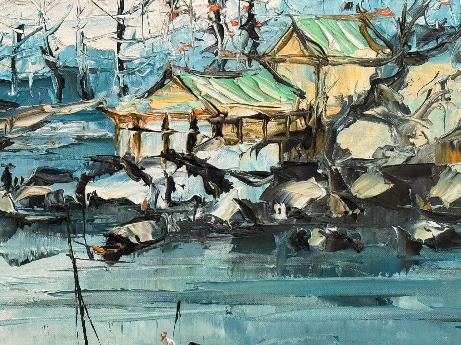 Mid Century Chinese Export Acrylic Expressionism - Signed - 3