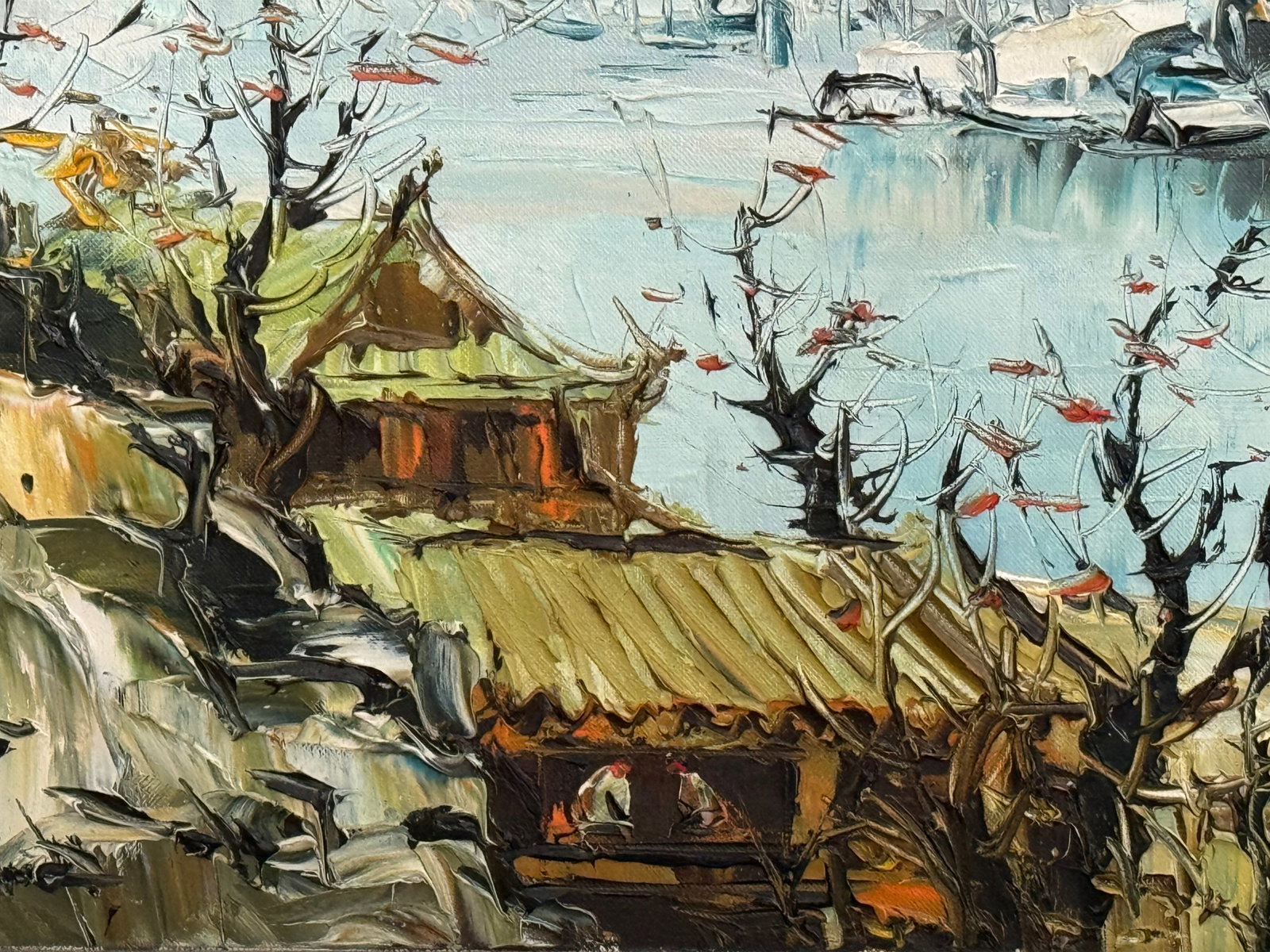 Mid Century Chinese Export Acrylic Expressionism - Signed - 4
