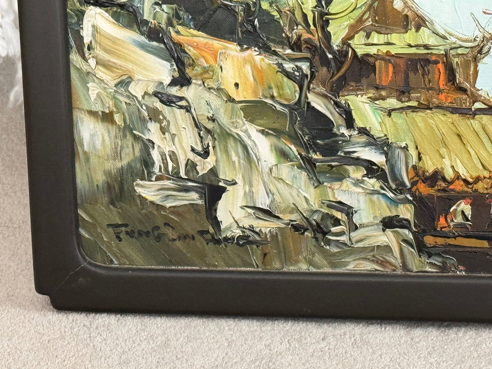 Mid Century Chinese Export Acrylic Expressionism - Signed - 5