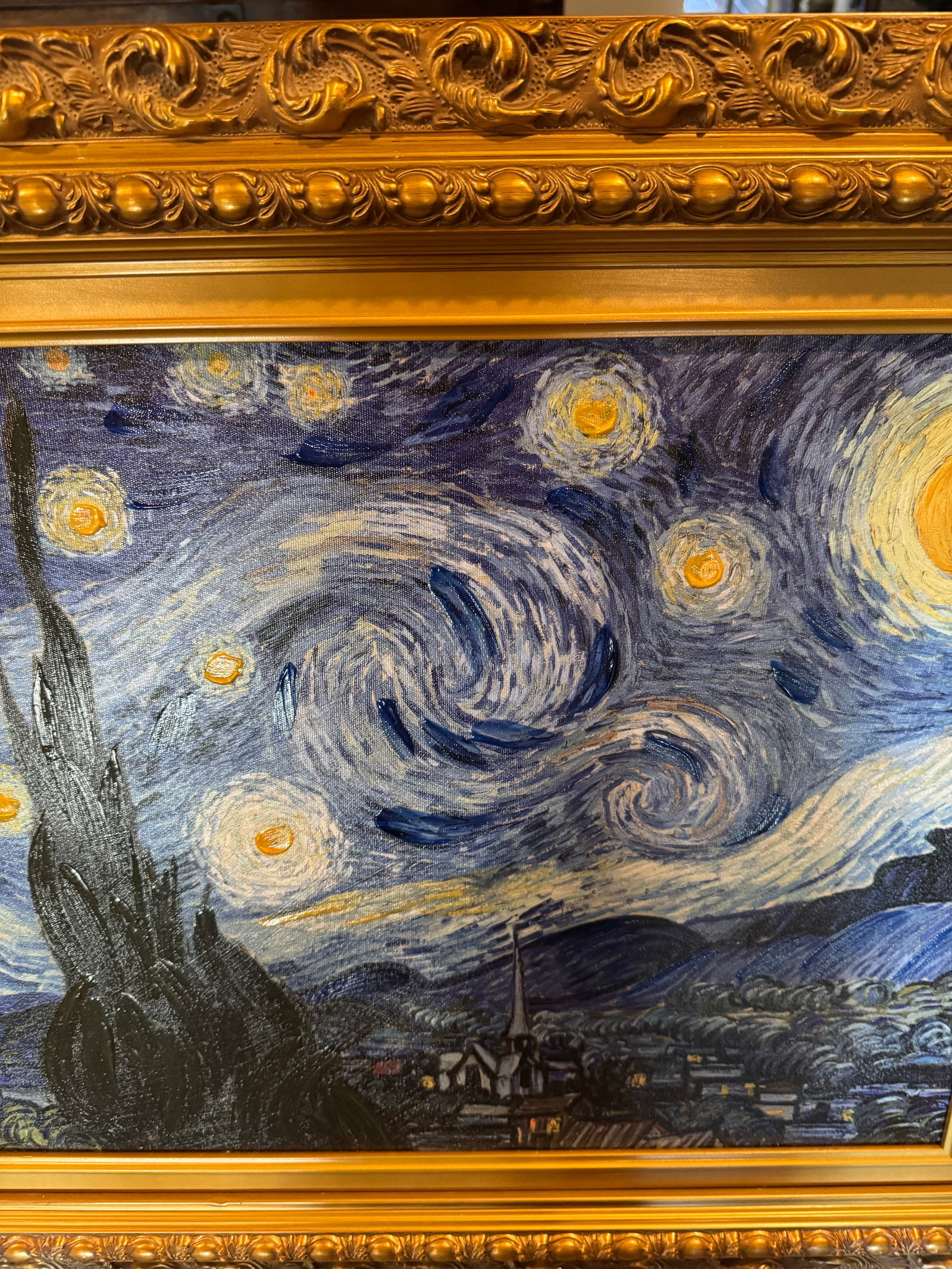 Late 20th Century Hand Painted Reproduction of Vincent Van Gogh's "Starry Nights" With Certificate o - 2
