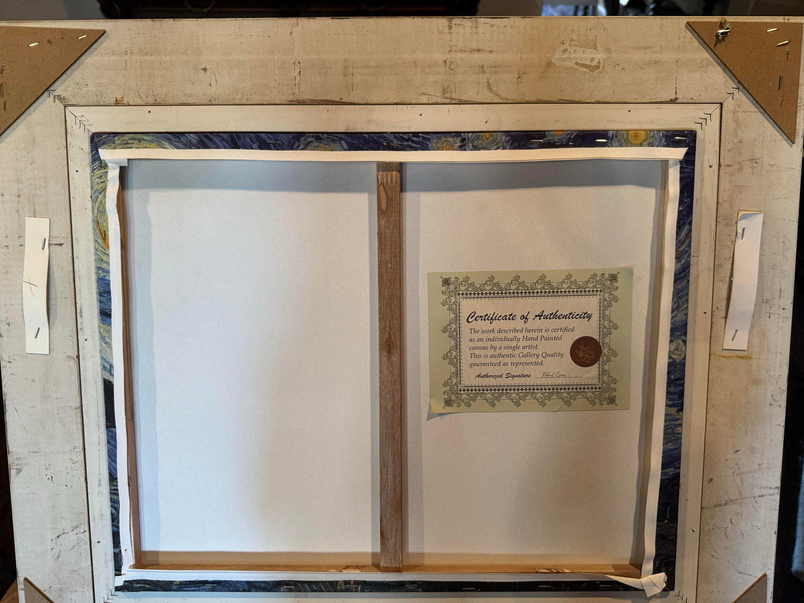 Late 20th Century Hand Painted Reproduction of Vincent Van Gogh's "Starry Nights" With Certificate o - 4