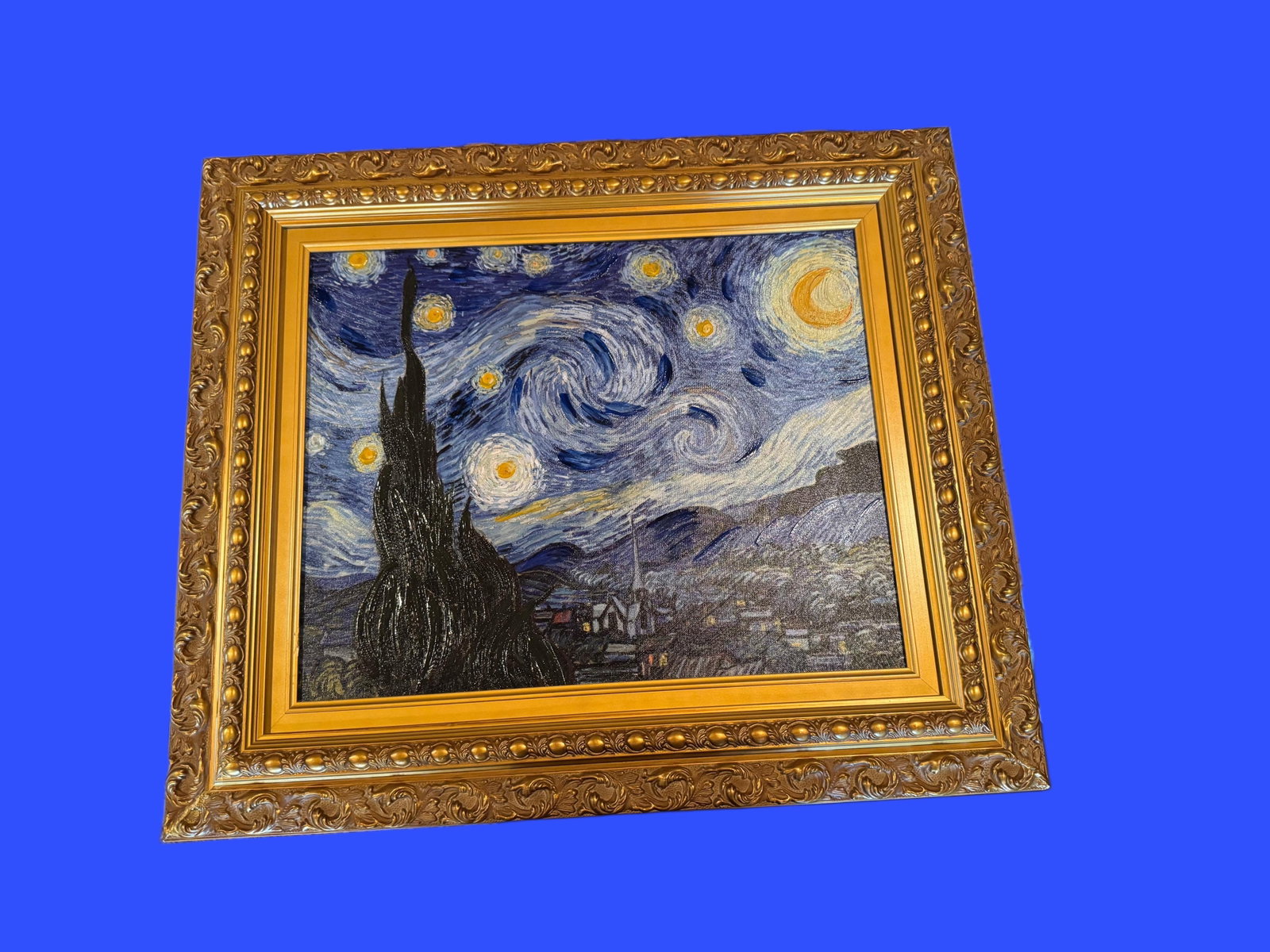 Late 20th Century Hand Painted Reproduction of Vincent Van Gogh's "Starry Nights" With Certificate o - 6