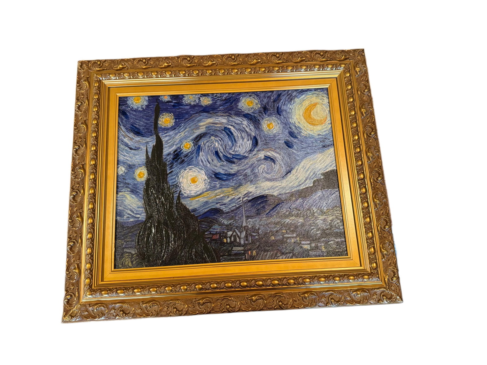 Late 20th Century Hand Painted Reproduction of Vincent Van Gogh's "Starry Nights" With Certificate o - 8