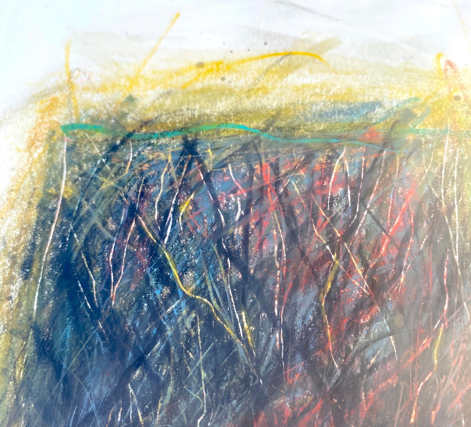 1990s New Mexico Artist Kevin Tolman Mixed Media Original Painting "In the Bosque" Southwestern Art - 3