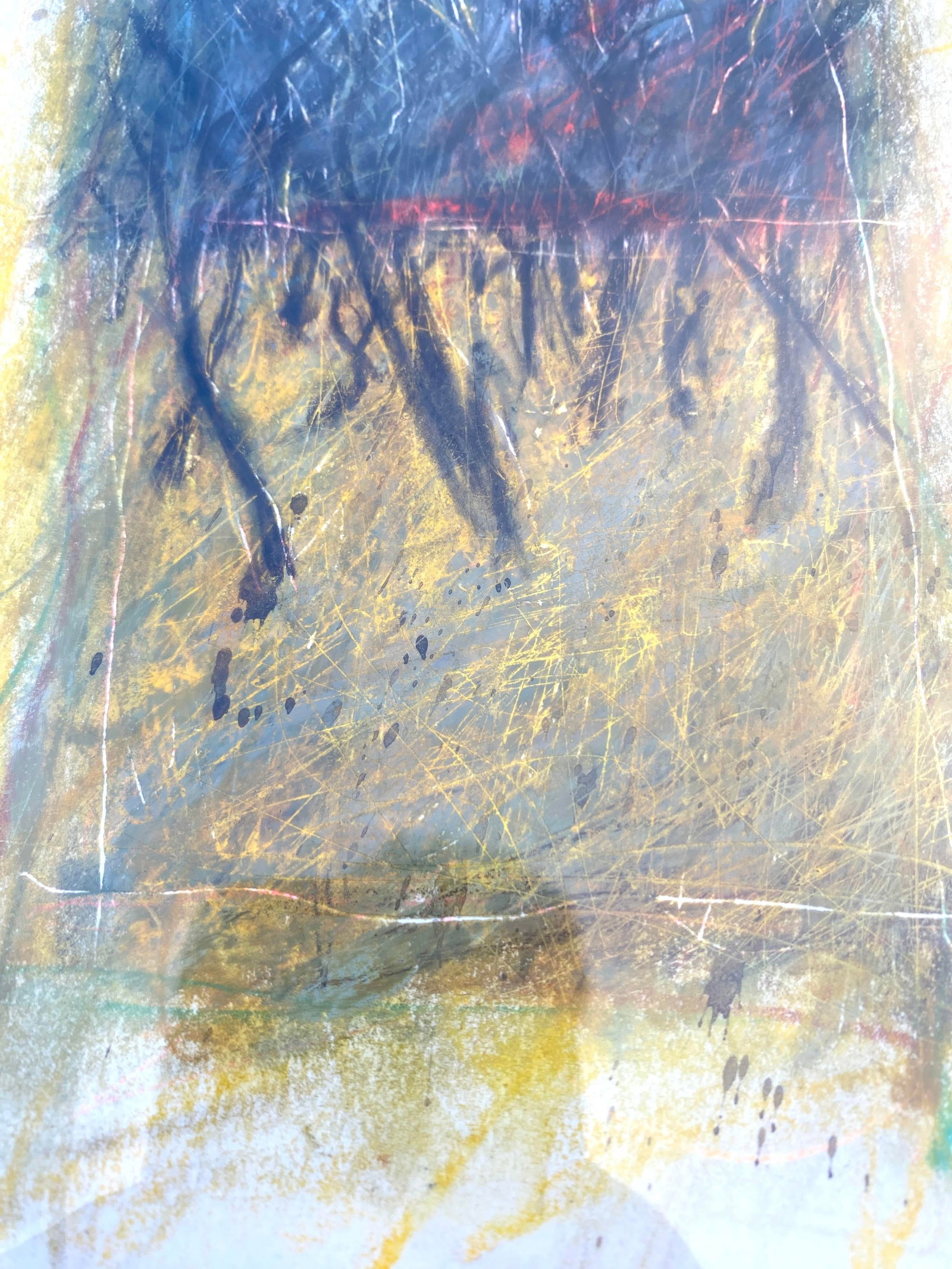 1990s New Mexico Artist Kevin Tolman Mixed Media Original Painting "In the Bosque" Southwestern Art - 4