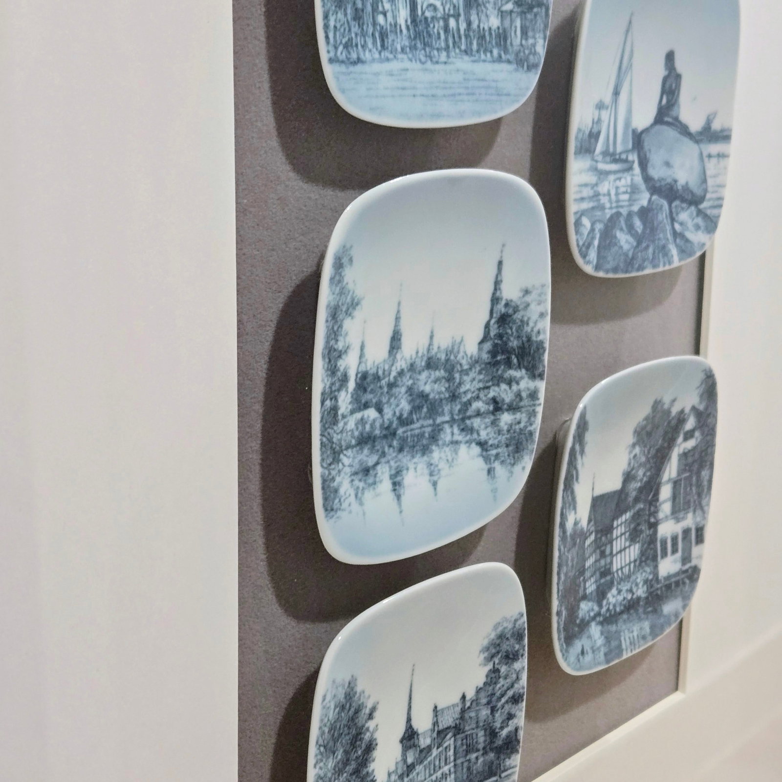 Vintage Bing & Grondahl Danish Landmark Mini Wall Plates Framed Art by Kjeld Bonfils - 5