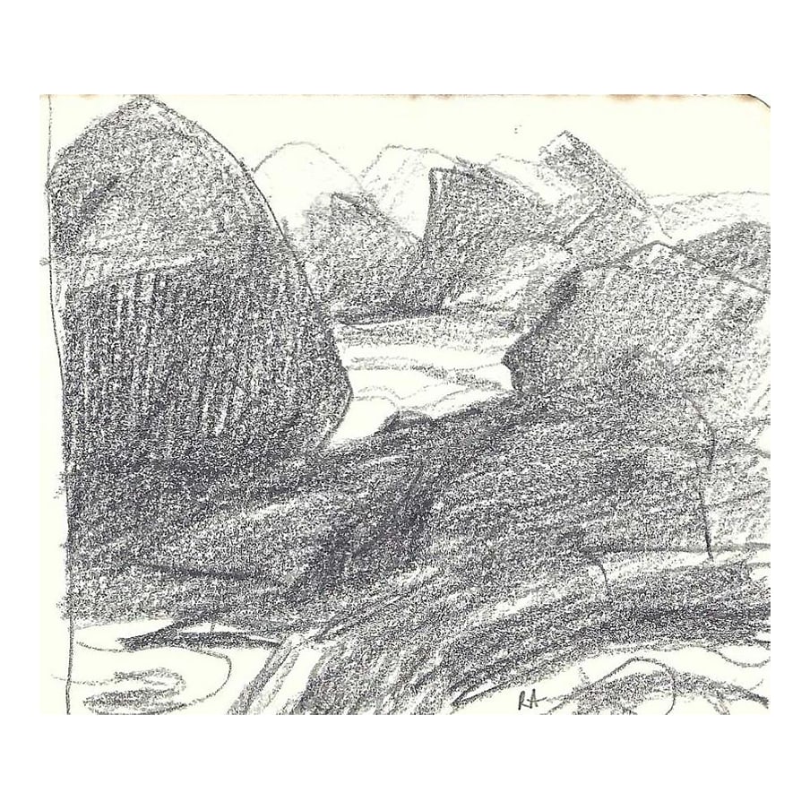 1970s Robert Angeloch Rock Coast Drawing (1 of 2)