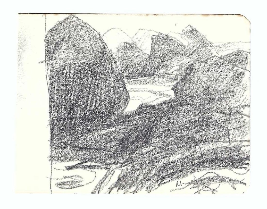 1970s Robert Angeloch Rock Coast Drawing - 2