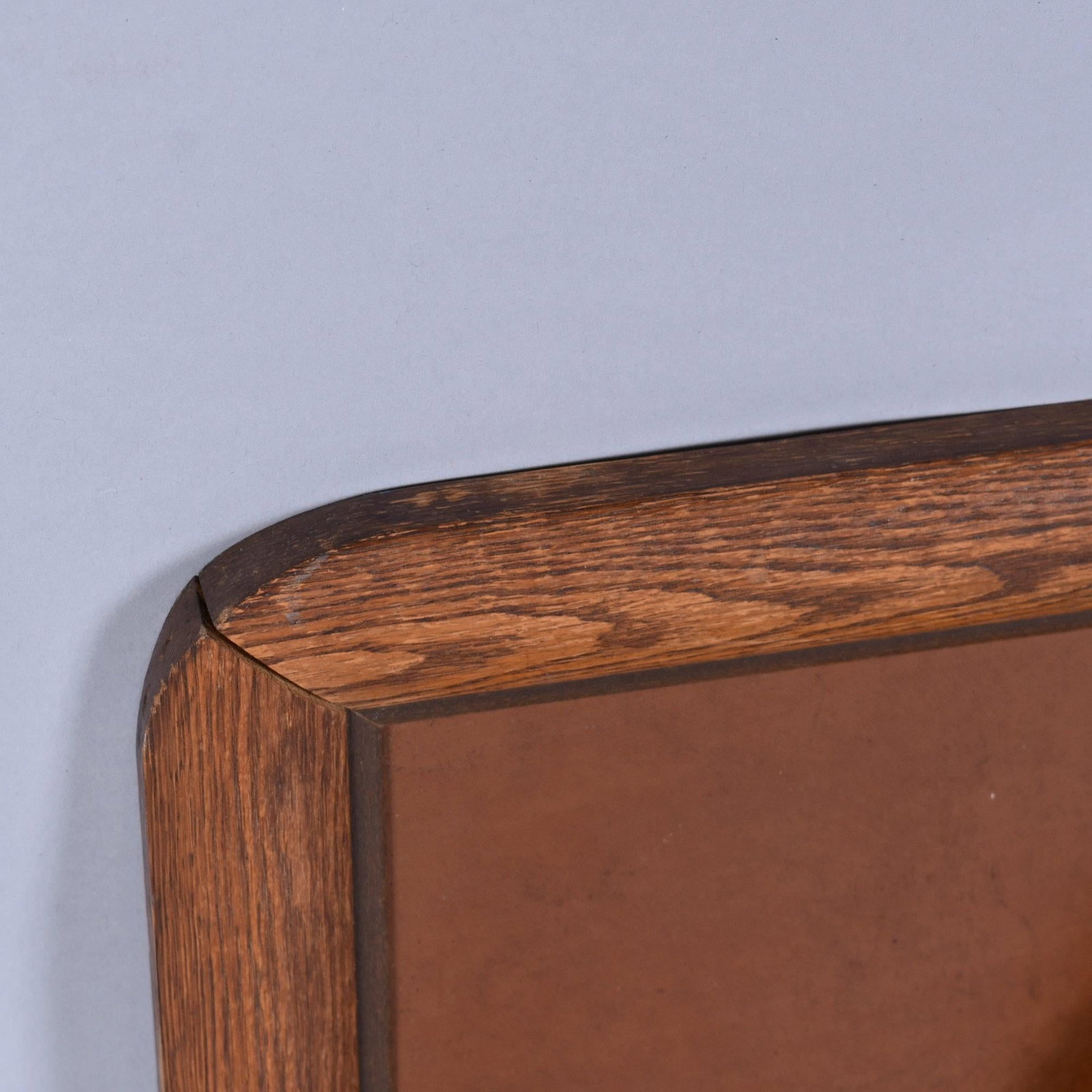 Hand-Carved Wood Relief Portrait With Leather Backdrop and Oak Frame - 9