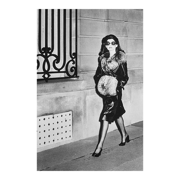 Comme Jackie O, Paris 1972 by Helmut Newton Vintage Silver Gelatin Print: Comme Jackie O, Paris 1972 by Helmut Newton. 20" x 24" Vintage Silver Gelatin Print with Certificate of Authenticity. Newton captured this image of Linda Morand for a French Vogue layout in Paris,