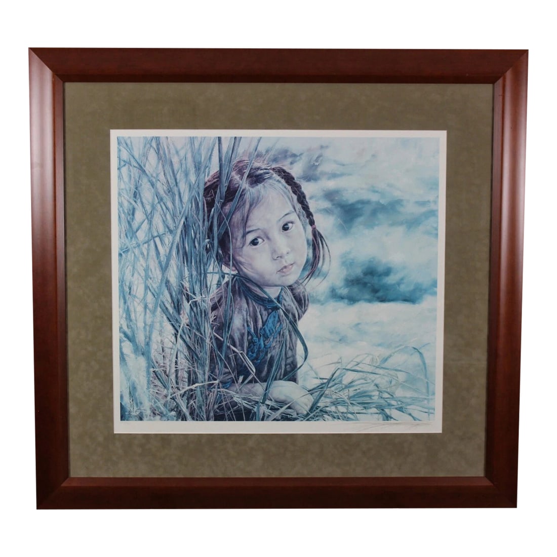 1990s Wai Ming "Lovely Bright Eyes" Signed & Numbered Lithograph Print W Coa: Rare and large framed print, numbered edition of 750 with certificate of authenticity both signed by the artist. This also has a handwritten note taped to the back from the artist, also signed (the