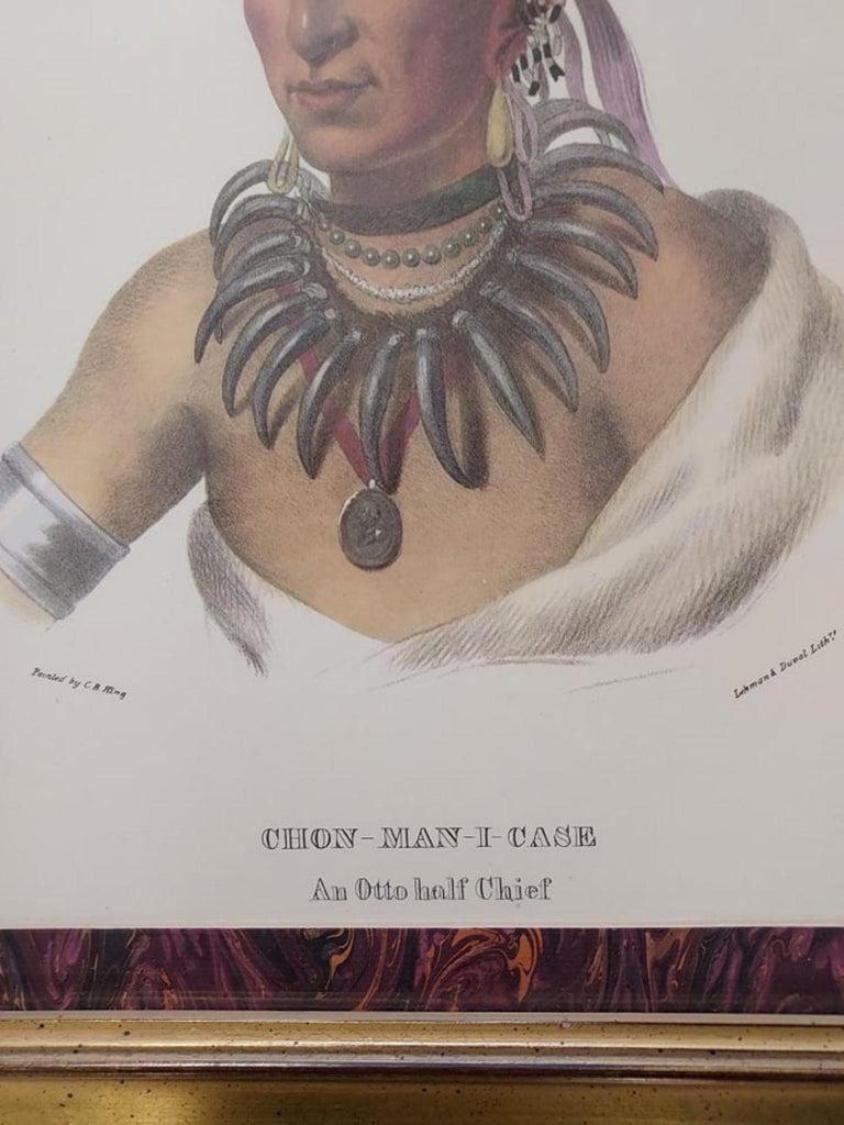 Late 20th Century Portrait Lithograph of Ottoe Chief Chono Ca Pe After Lehman & Duval, Framed - 2
