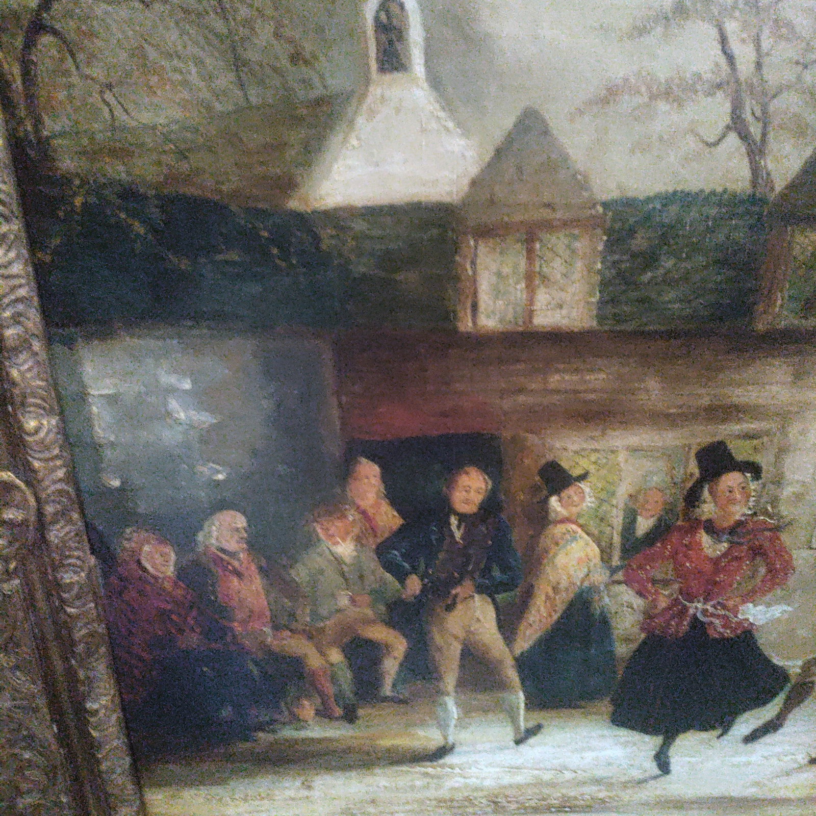 19th Large Primitive Landscape Painting Signed /Dated 1846 O/C With Original Magnificent Caved Frame - 3