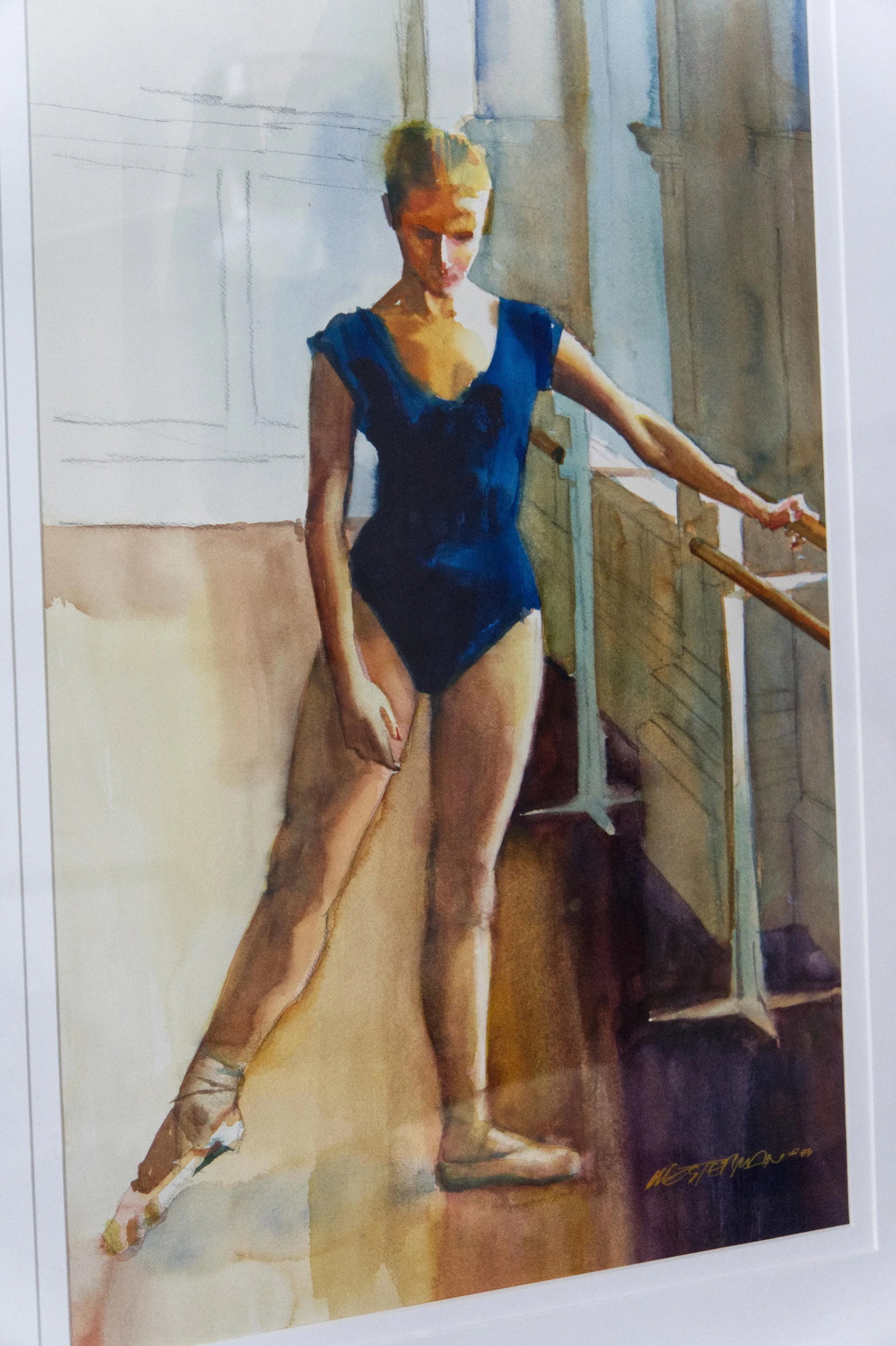 Late 20th Century Arne Westerman Watercolor Painting of a Ballerina, Framed - 3