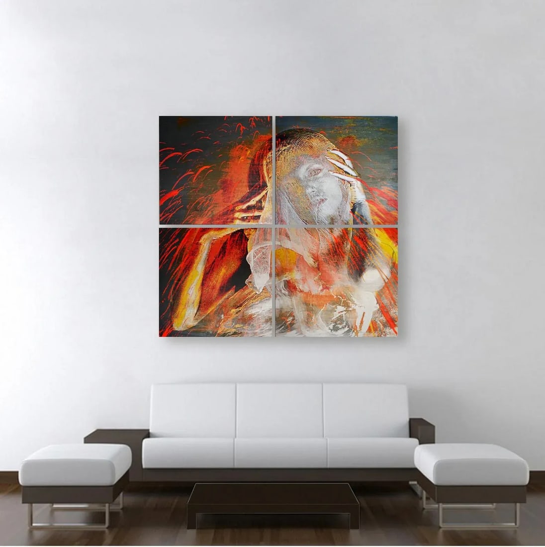 Magma Contemporary Abstract Portrait Painting on Canvas - Set of 4 - 8