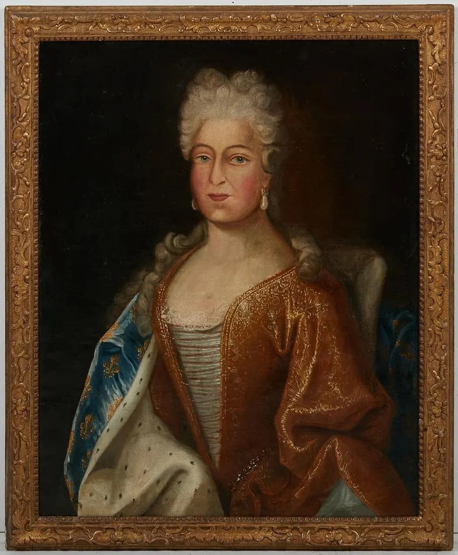 18th Century French Portrait Oil Painting of a Noble Woman, Framed - 4