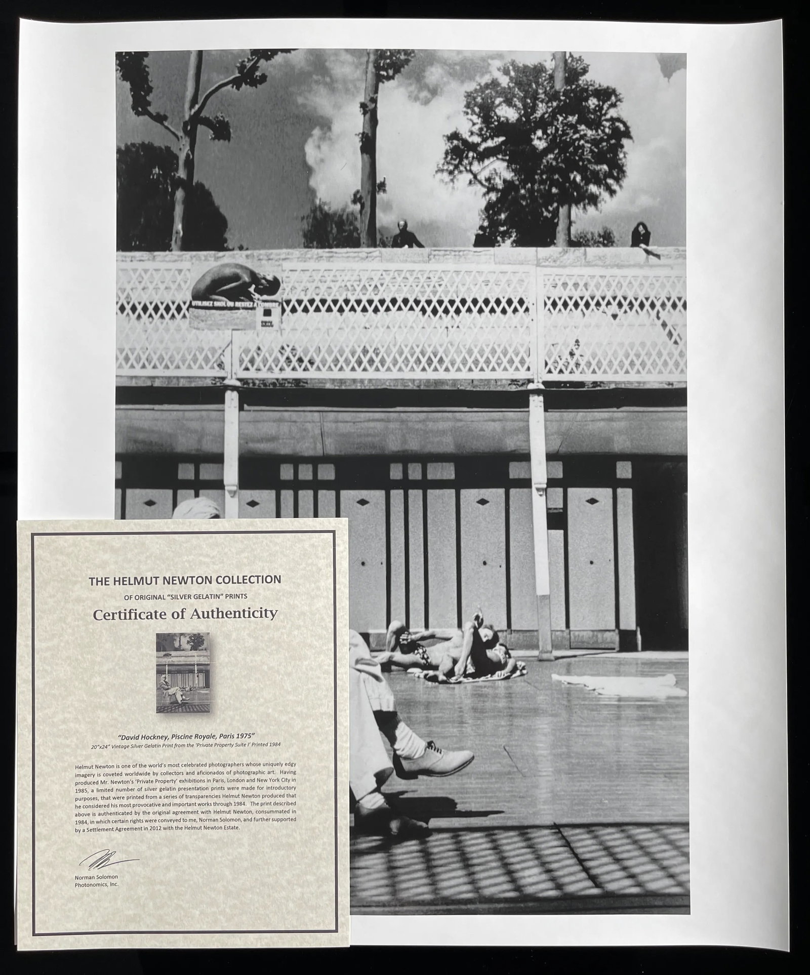 David Hockney, Piscine Royale, Paris 1975 Vintage Silver Gelatin Print by Helmut Newton - 7