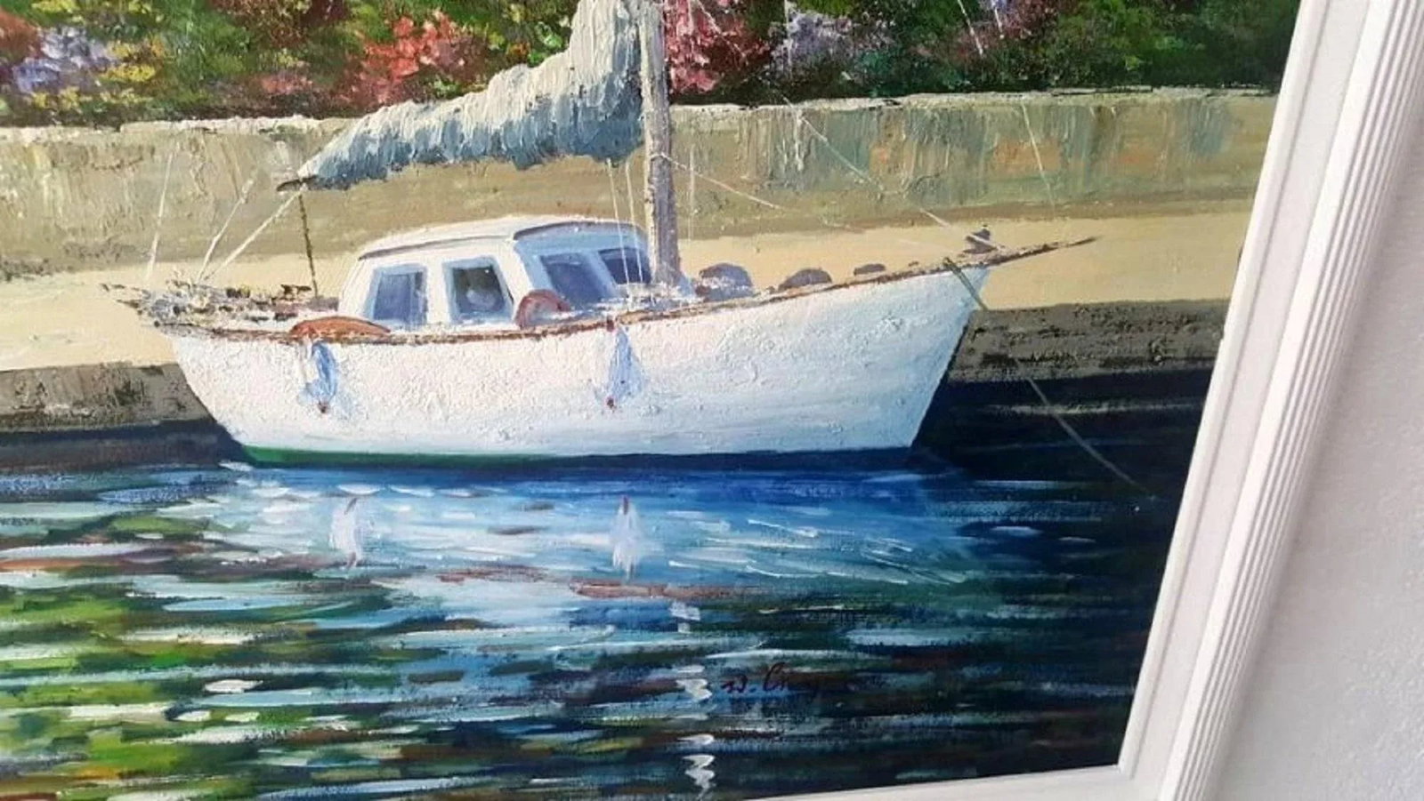 Late 20th Century Seaside Ocean Oil Painting on Canvas Signed by W. Chapman - 6
