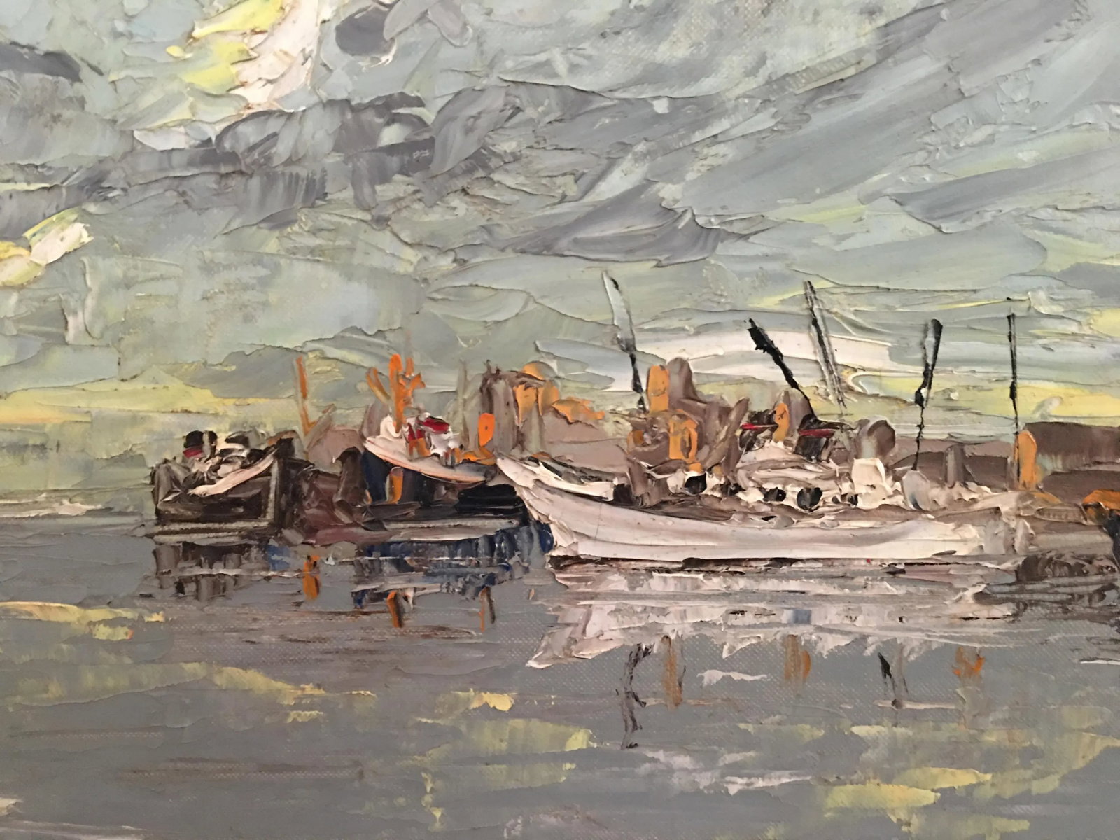 Vintage Impressionist Style Nautical Oil Painting Signed Sachse, Framed - 3