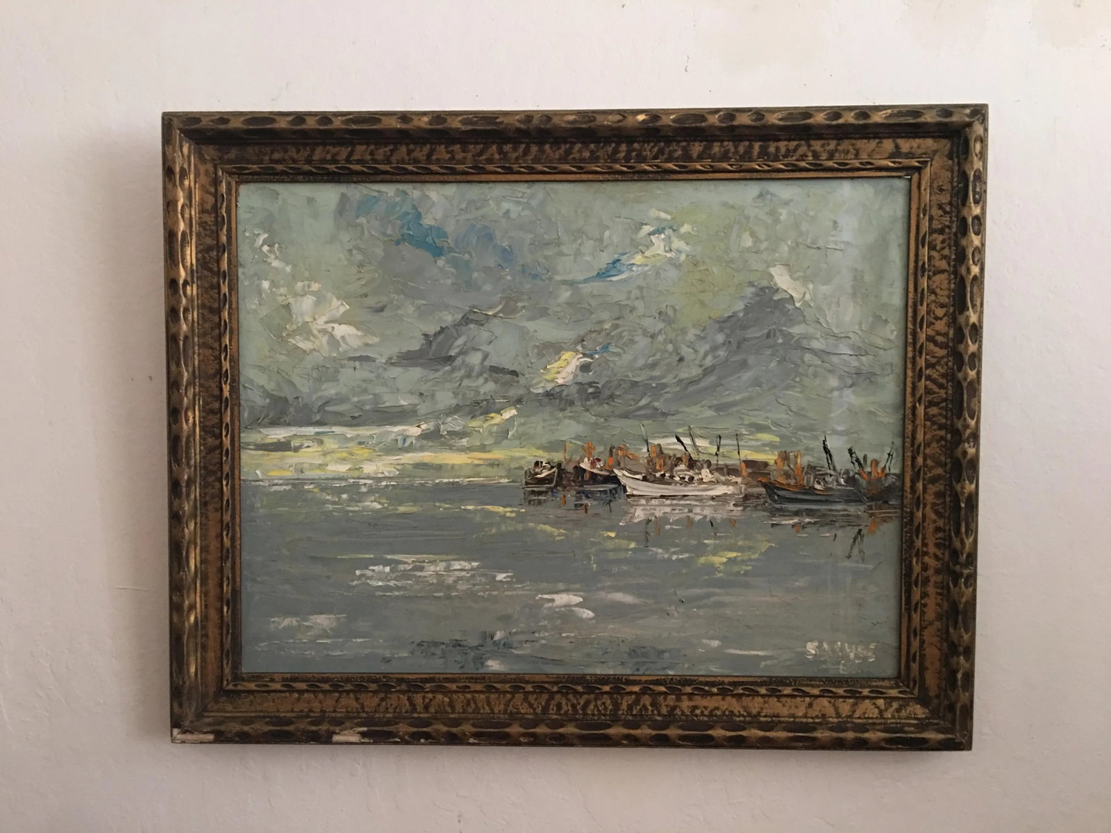 Vintage Impressionist Style Nautical Oil Painting Signed Sachse, Framed - 5