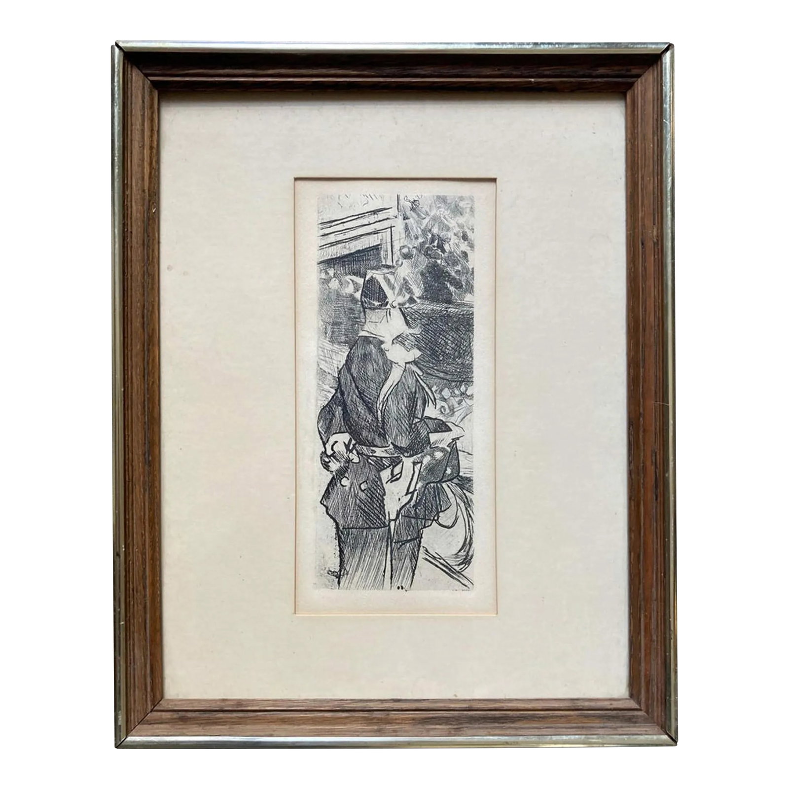 Fete Champetre - 20th Century Antique Cubist Etching by Jacques Villon, Framed: Jacques Villon, pseudonym of Gaston Emile Duchamp, (born July 31, 1875,Damville, Normandy, France-died June 9, 1963, Puteaux,near Paris), French painter and printmaker who was involved in the Cubist