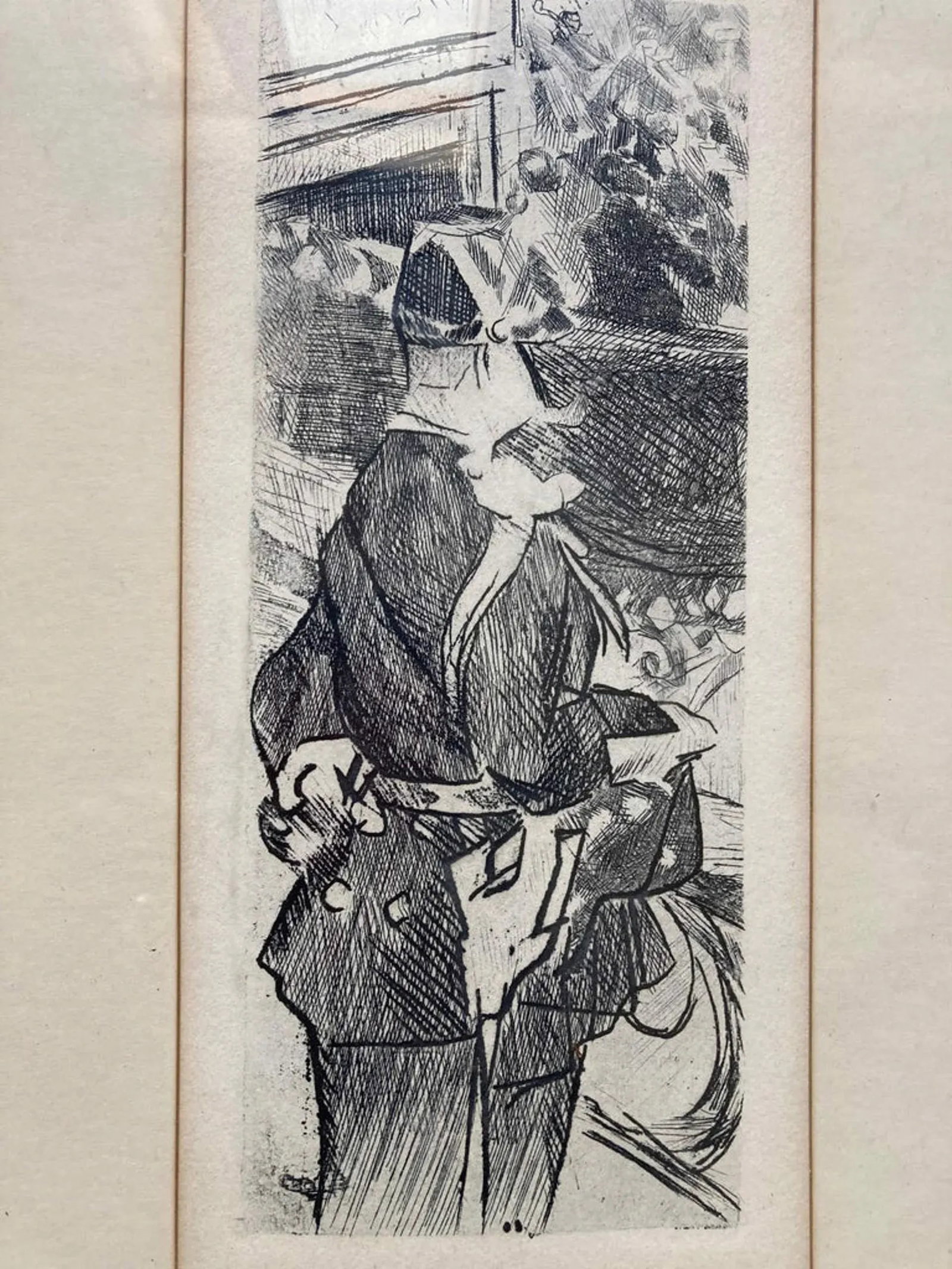 Fete Champetre - 20th Century Antique Cubist Etching by Jacques Villon, Framed - 2
