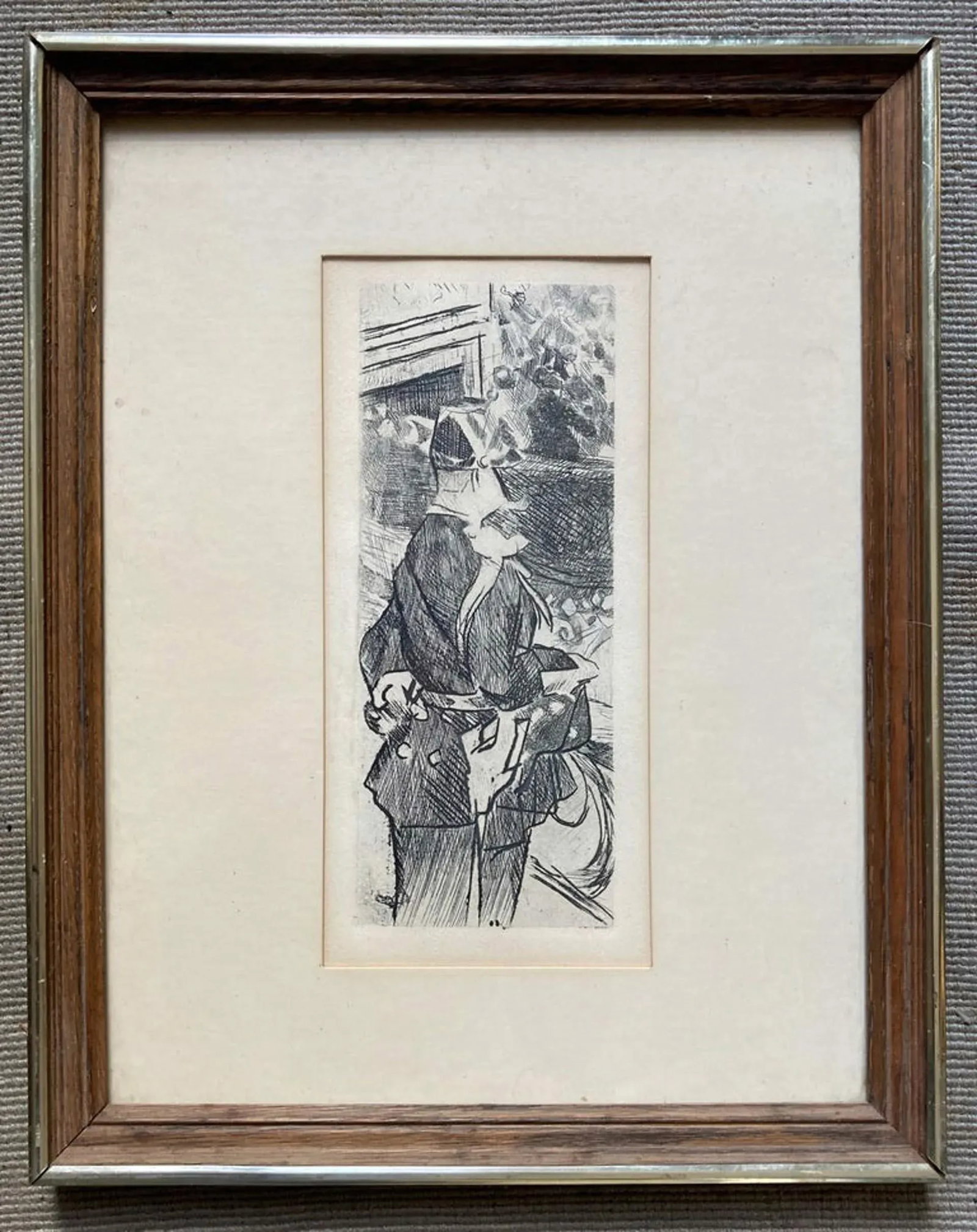 Fete Champetre - 20th Century Antique Cubist Etching by Jacques Villon, Framed - 3