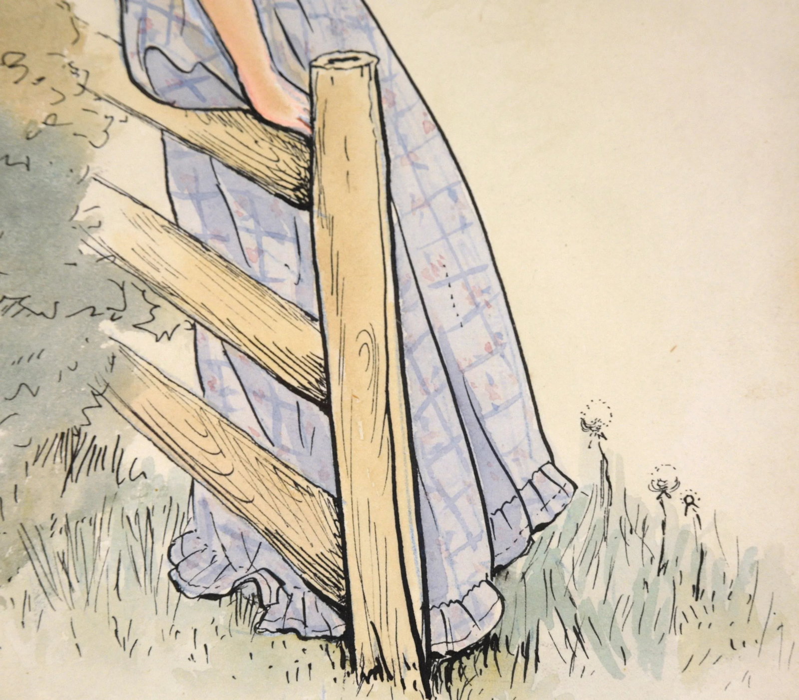 1920s Illustration Gouache Painting of a Country Girl by M. Solomon, Framed - 6