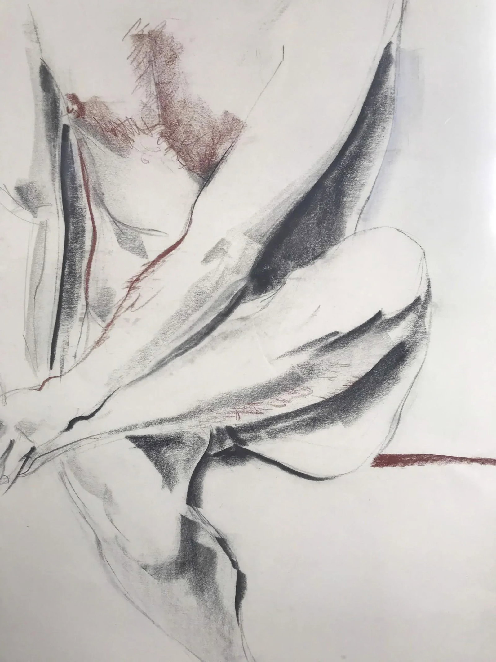 Large Seated Male Nude - Modern Pastel Portrait Drawing by Kittie O'Meallie - 5