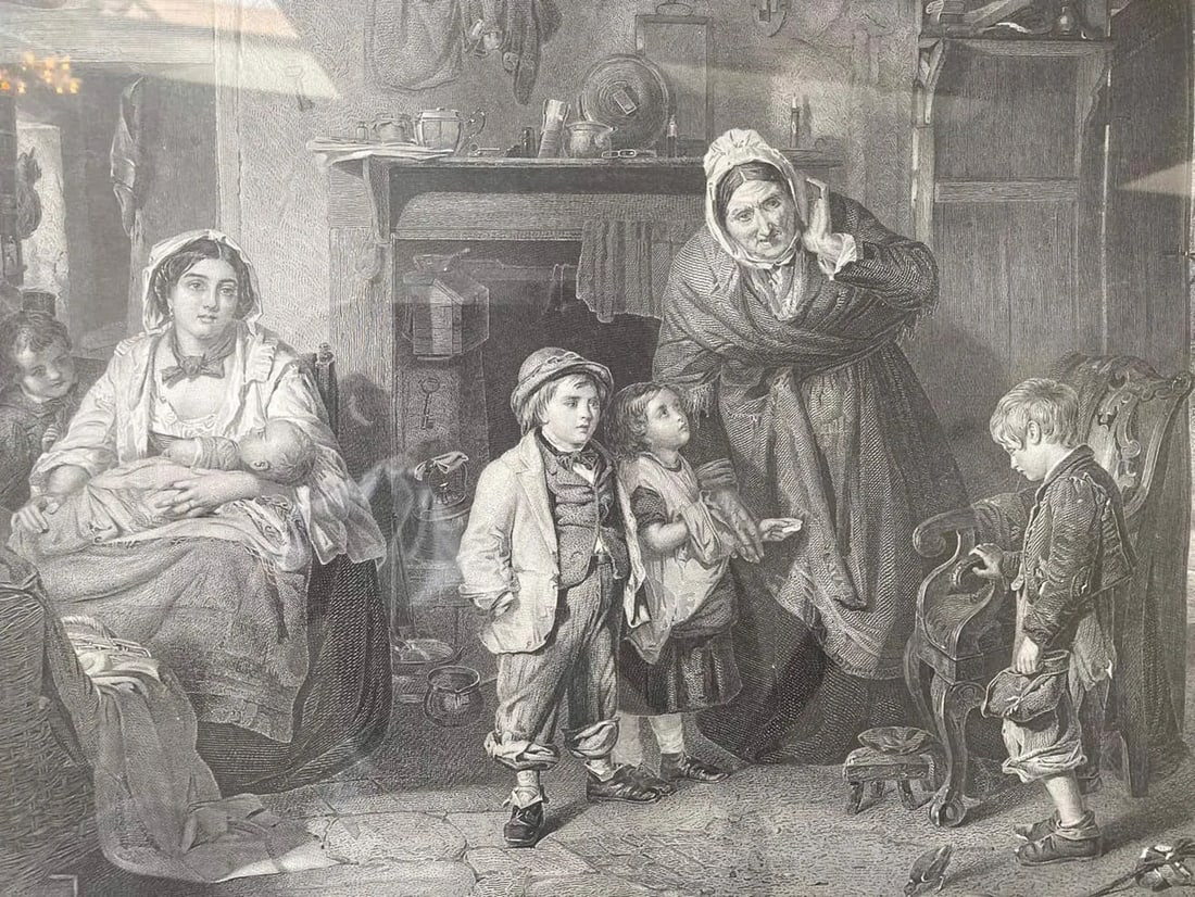 The Little Wanderer (Framed 19th Century Antique Figure Etching) - 3