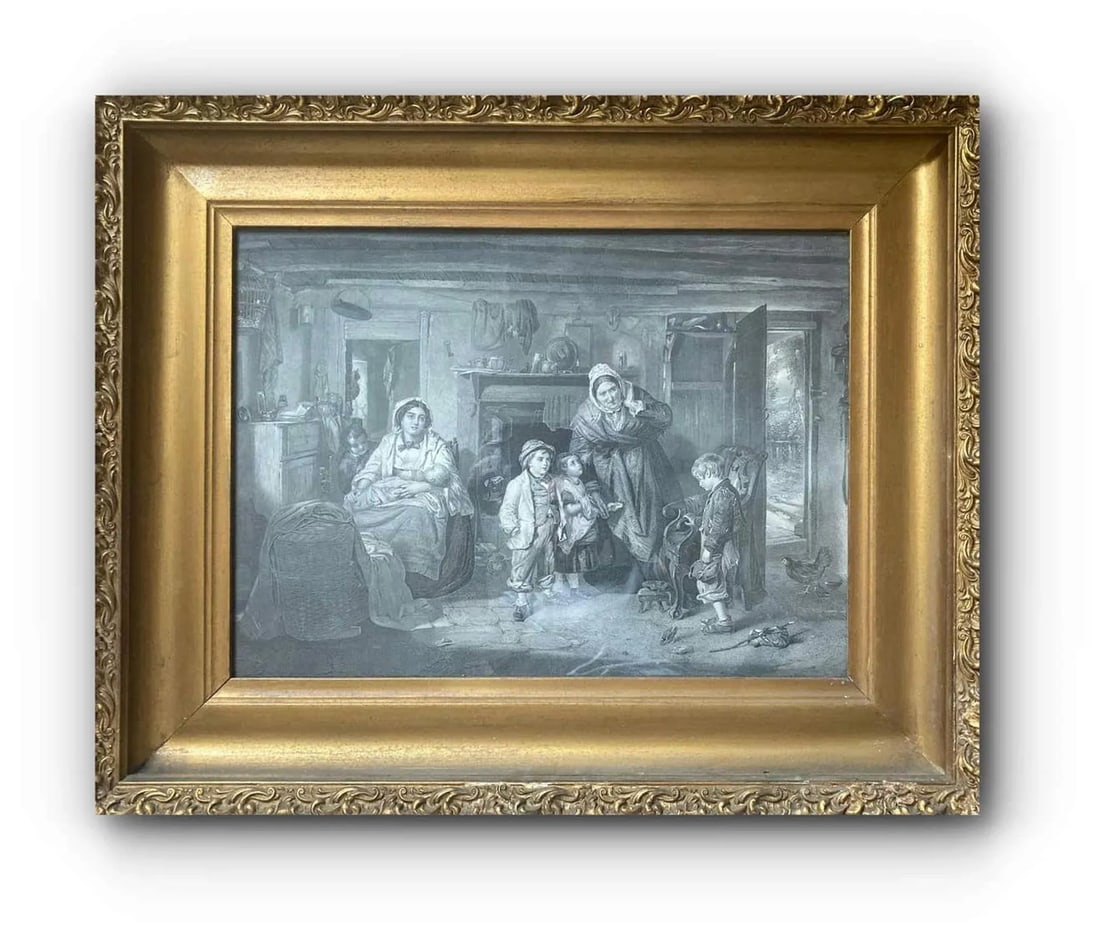 The Little Wanderer (Framed 19th Century Antique Figure Etching) - 5