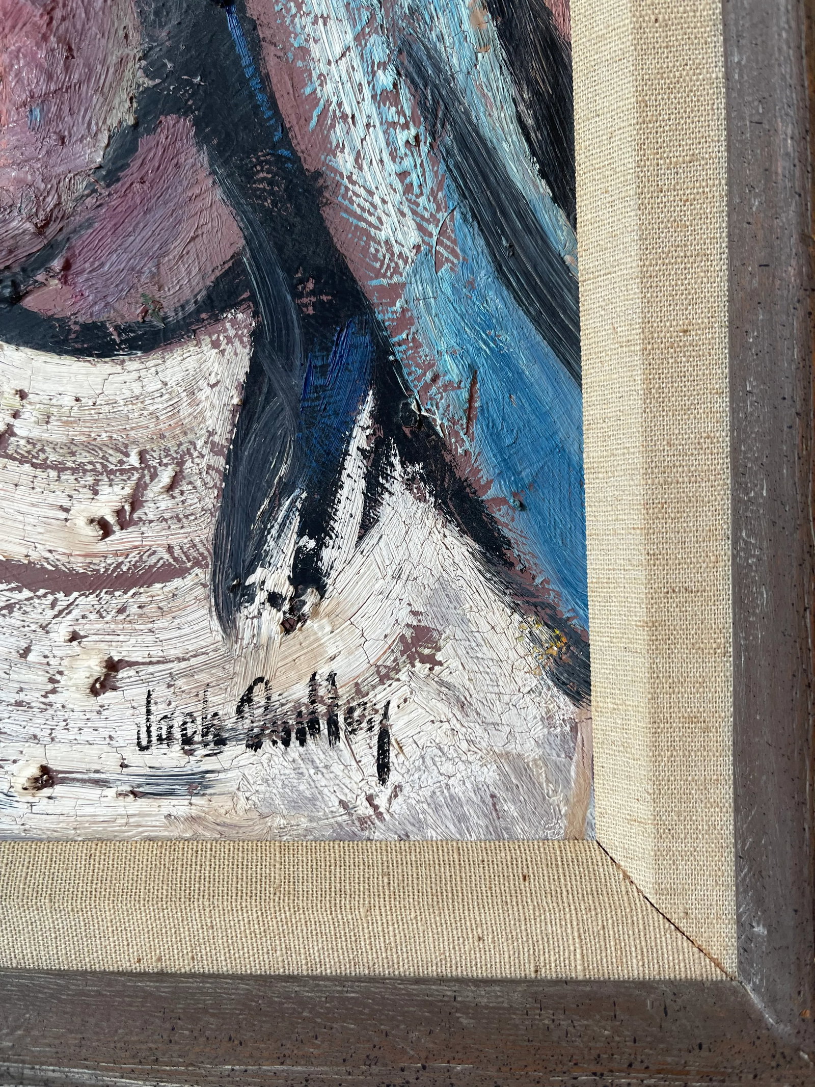 Mid 20th Century Modern Portrait Oil Painting of a Woman in a Veil, Framed - 2