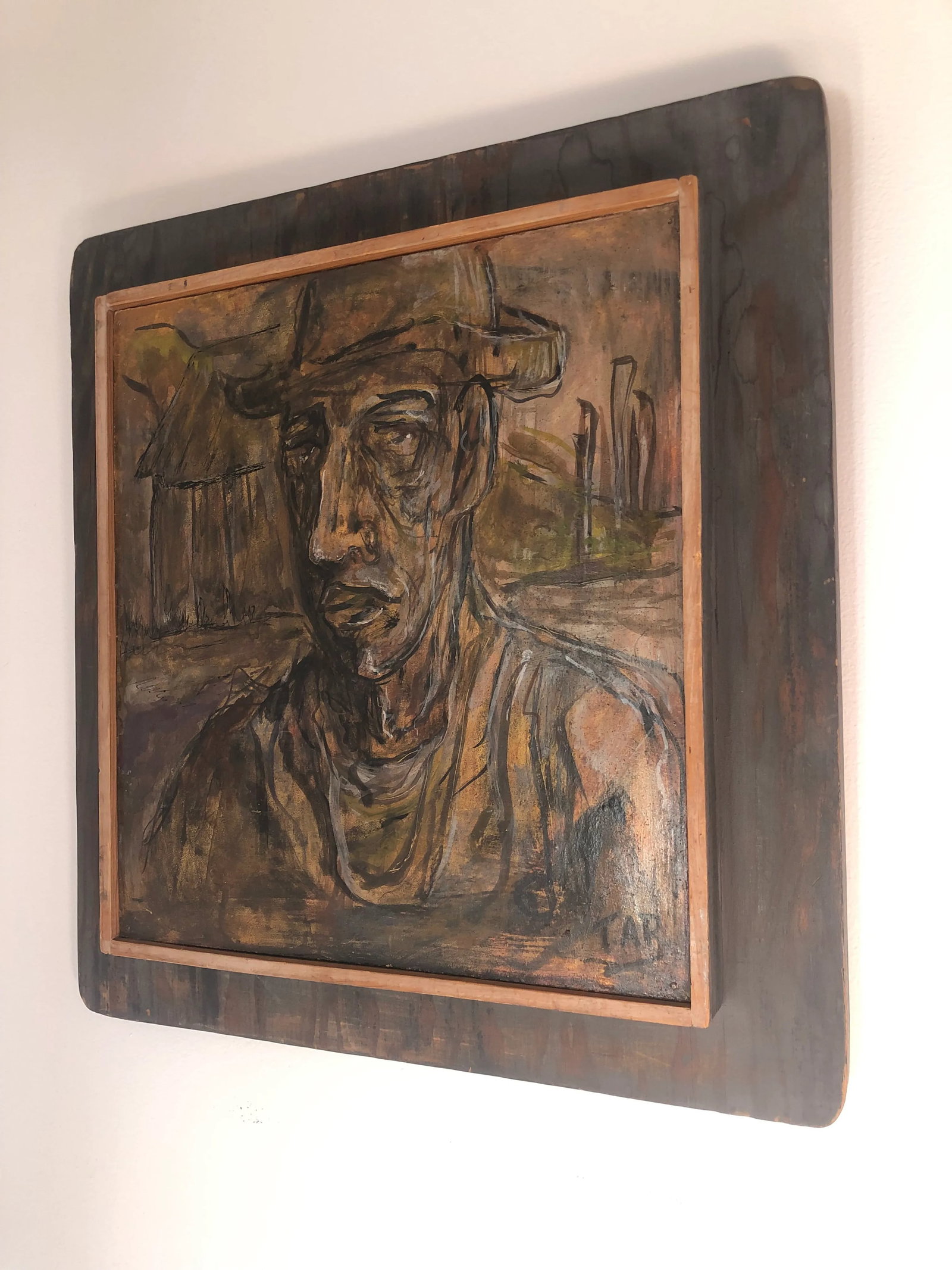 Mid 20th Century "The Hired Man" Expressionist Figurative Oil Painting by Thomas Reany, Framed - 2