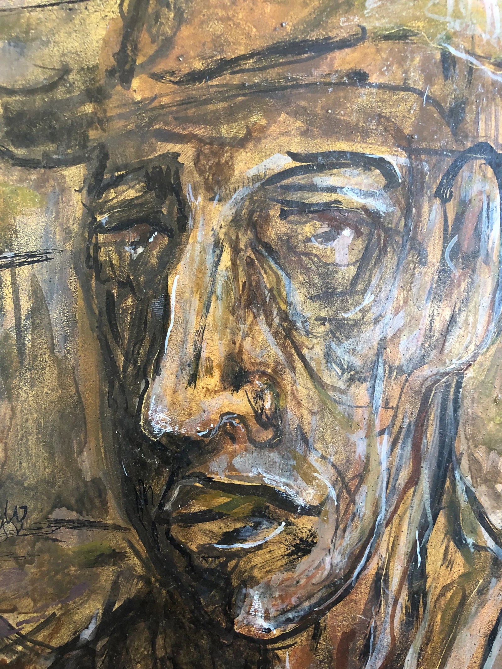Mid 20th Century "The Hired Man" Expressionist Figurative Oil Painting by Thomas Reany, Framed - 6
