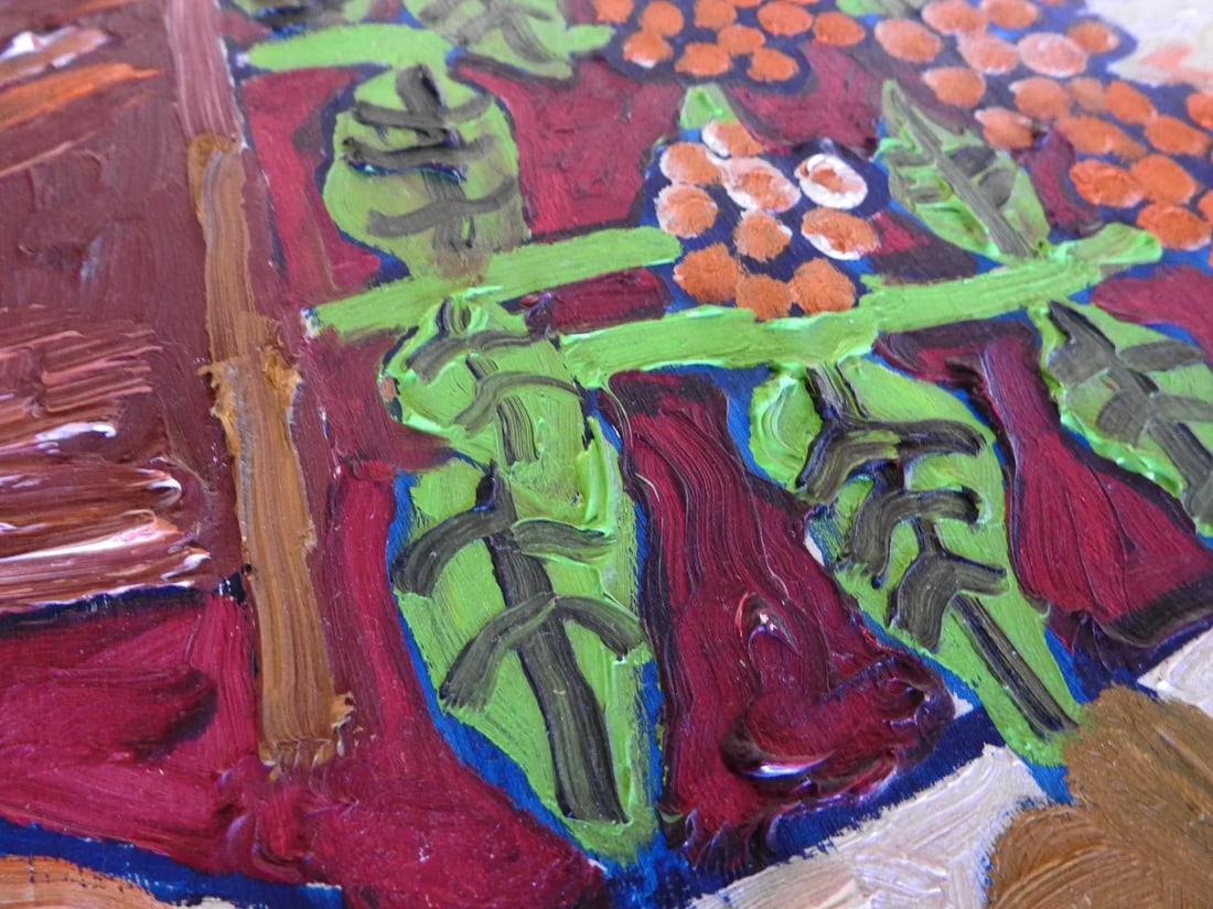 1970s Fauvist Portrait Oil Painting of a Woman on Wooden Board - 7
