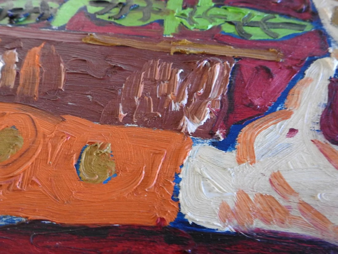 1970s Fauvist Portrait Oil Painting of a Woman on Wooden Board - 8